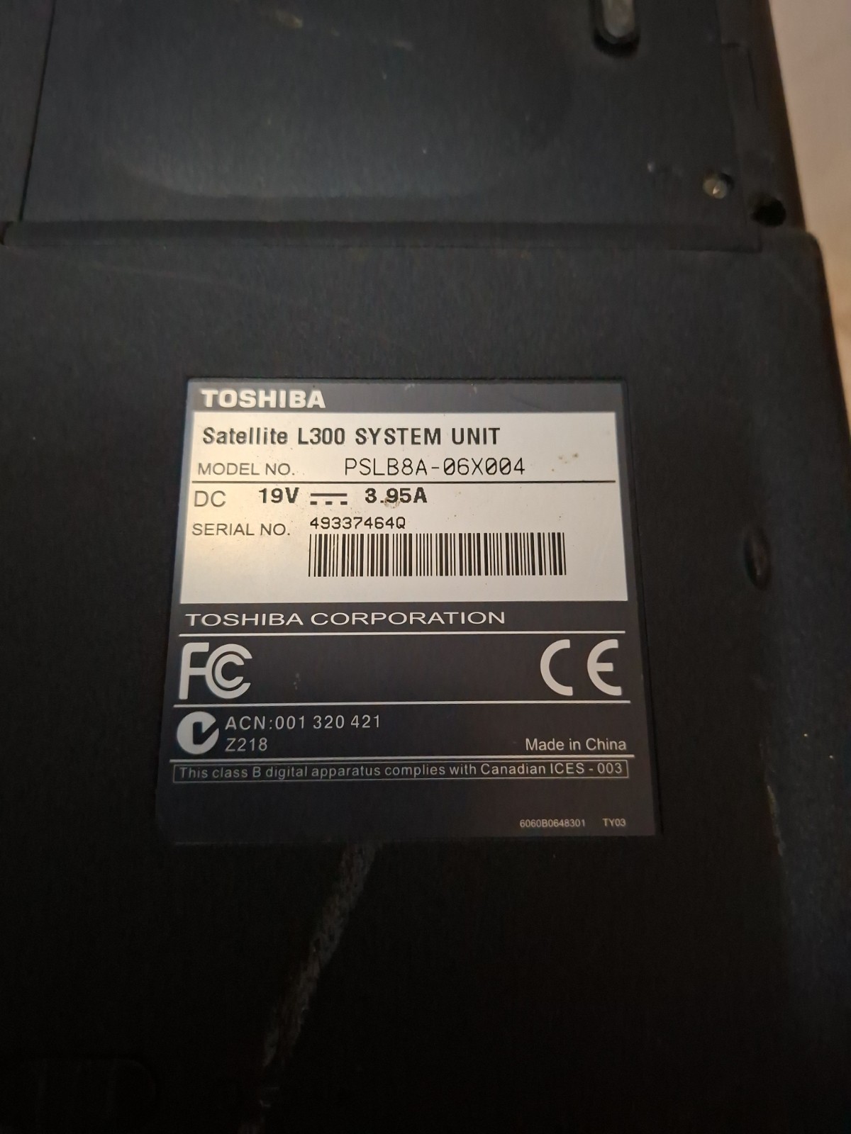 Toshiba Satellite Pro L300-EZ1525 Intel Core 2 Duo T6670 2.2GHz 3 GB NO HDD