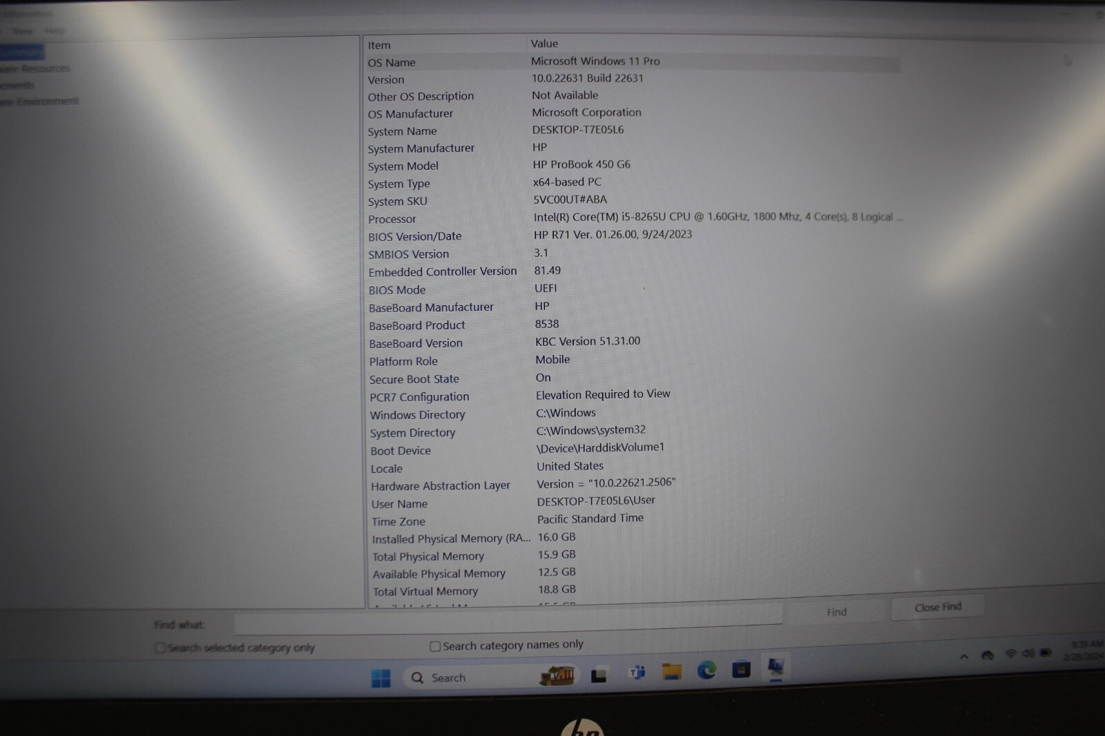 HP Elitebook 450G6 I5-8265U 256GB NvME SSD 16GB DDR4 Win11Pro