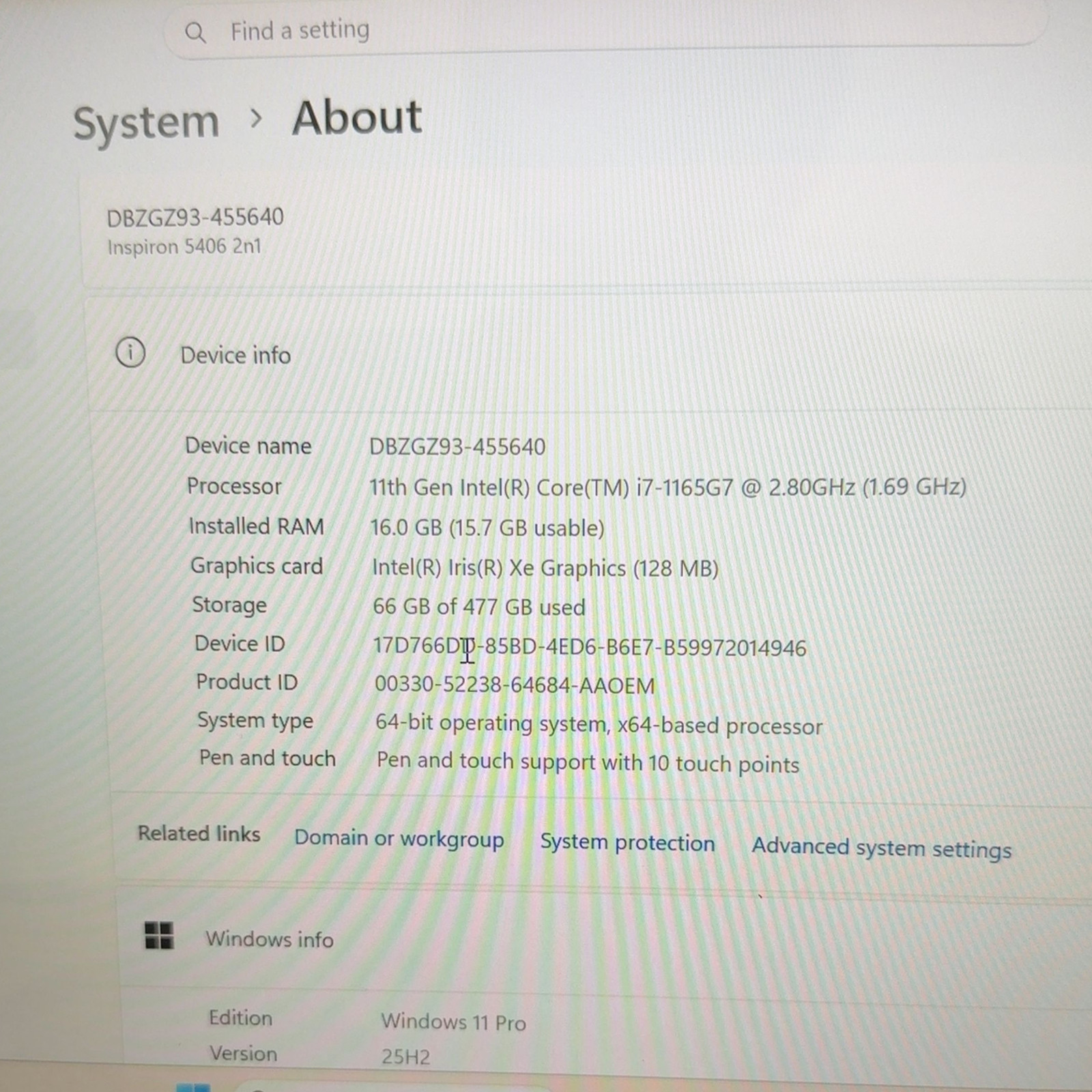 Dell Inspiron 5406 2-in-1 Laptop i7-1165G7 16GB RAM 512GB SSD Win 11 Touch