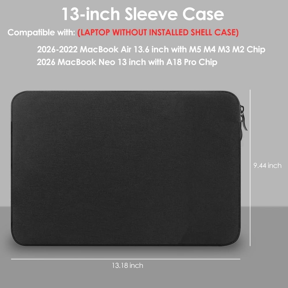 Sleeve Case for 13.6-Inch MacBook Air (2024-2026) with M5/M4 Chip – Black