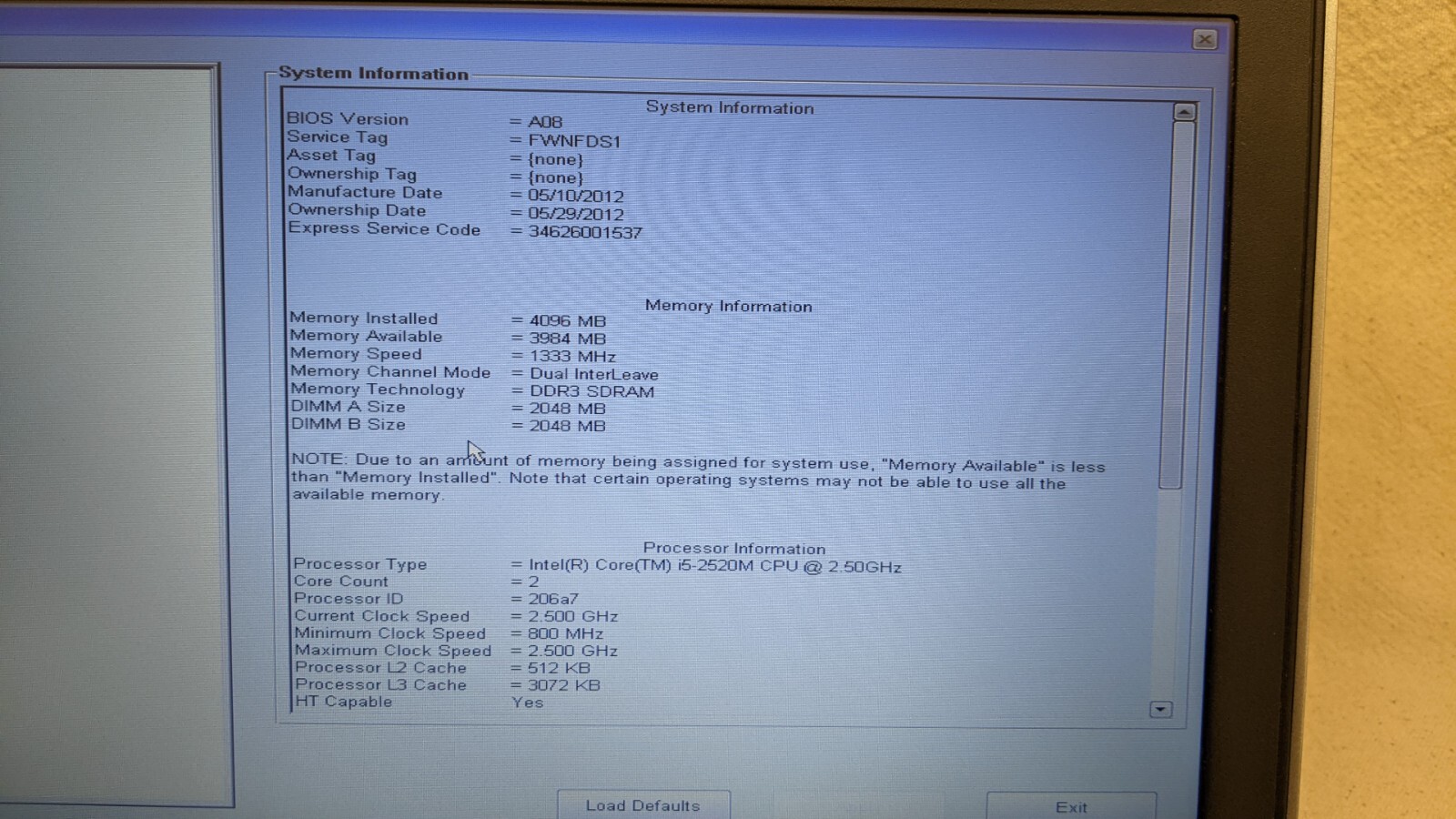 13.3″ Dell Latitude E6320 Laptop i5-2520M, 4GB Ram, 300GB HHD, No Charger!
