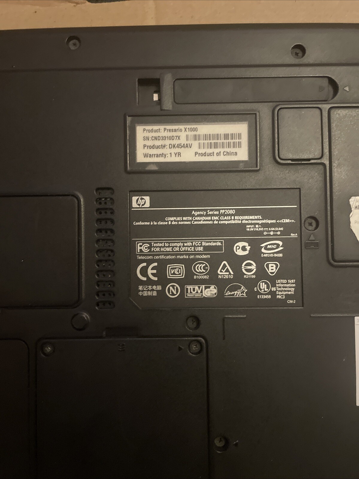 Compaq Presario X1000 Laptop Pentium M 1.4 GHz 2GB 160GB XP Sp3
