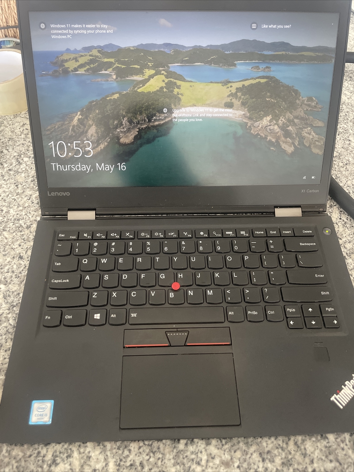 LenovoX1 Carbon Laptop i5 6200U 2.30GHZ 14″ FHD 8GB RAM 256GB NVMe Windows 10Pro