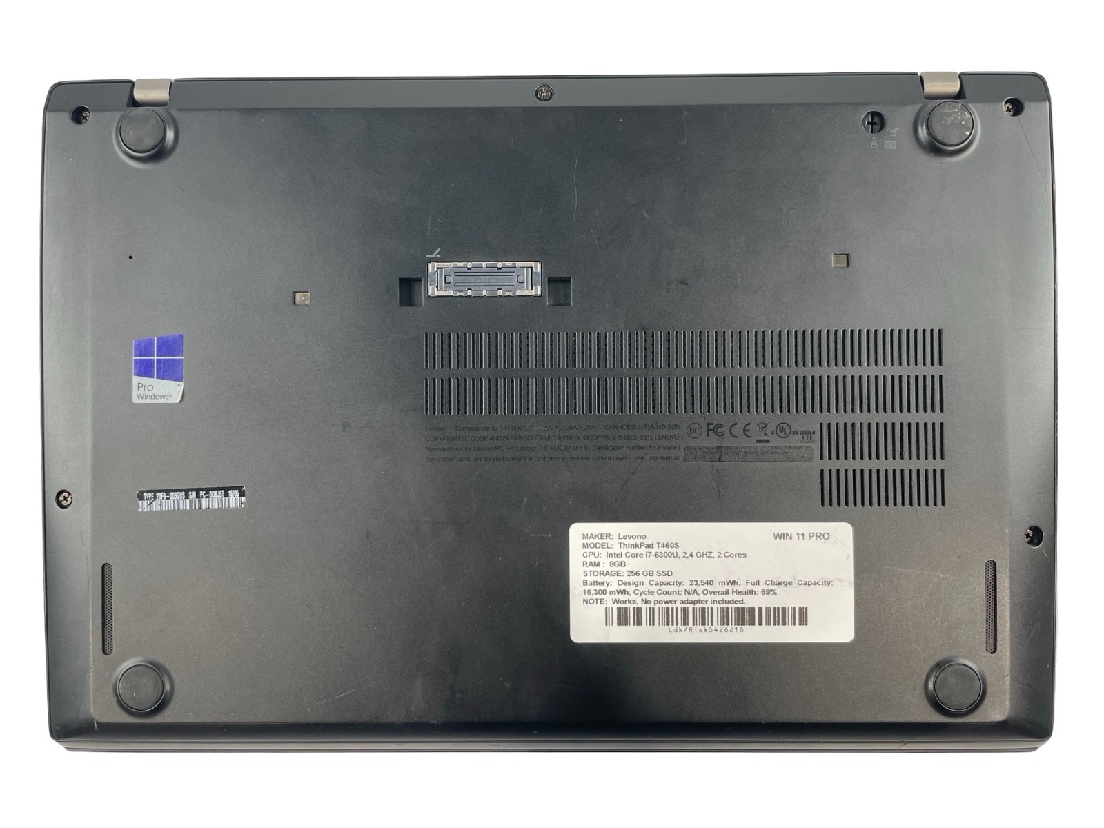 Lenovo ThinkPad T460s Core i7-6300U@2.40GHz 8GB RAM 256GB SSD Win. 11 Pro-NO AC