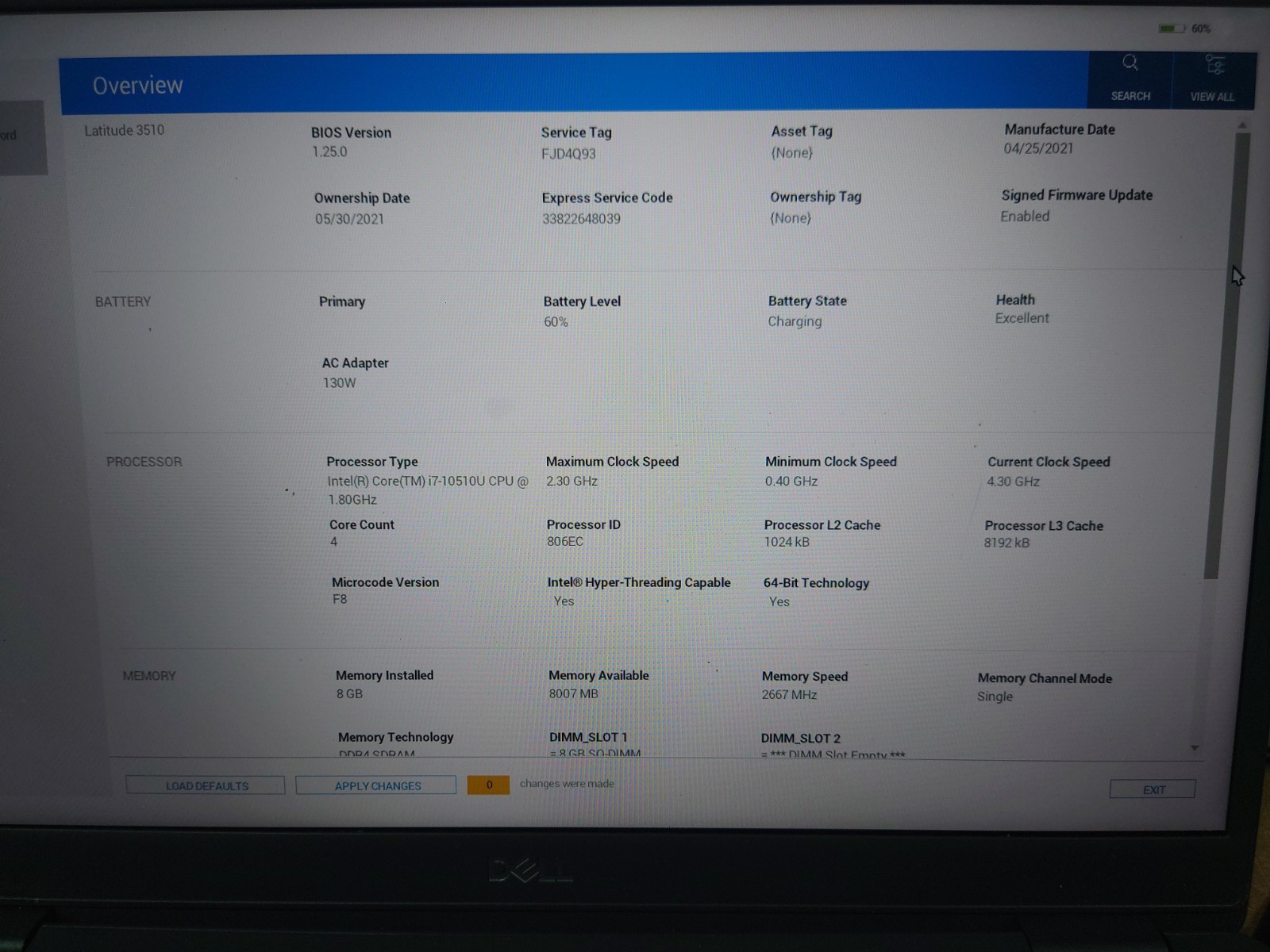 Dell Latitude 3510 15.6″ FHD i7-10510U 8GB RAM No OS/SSD