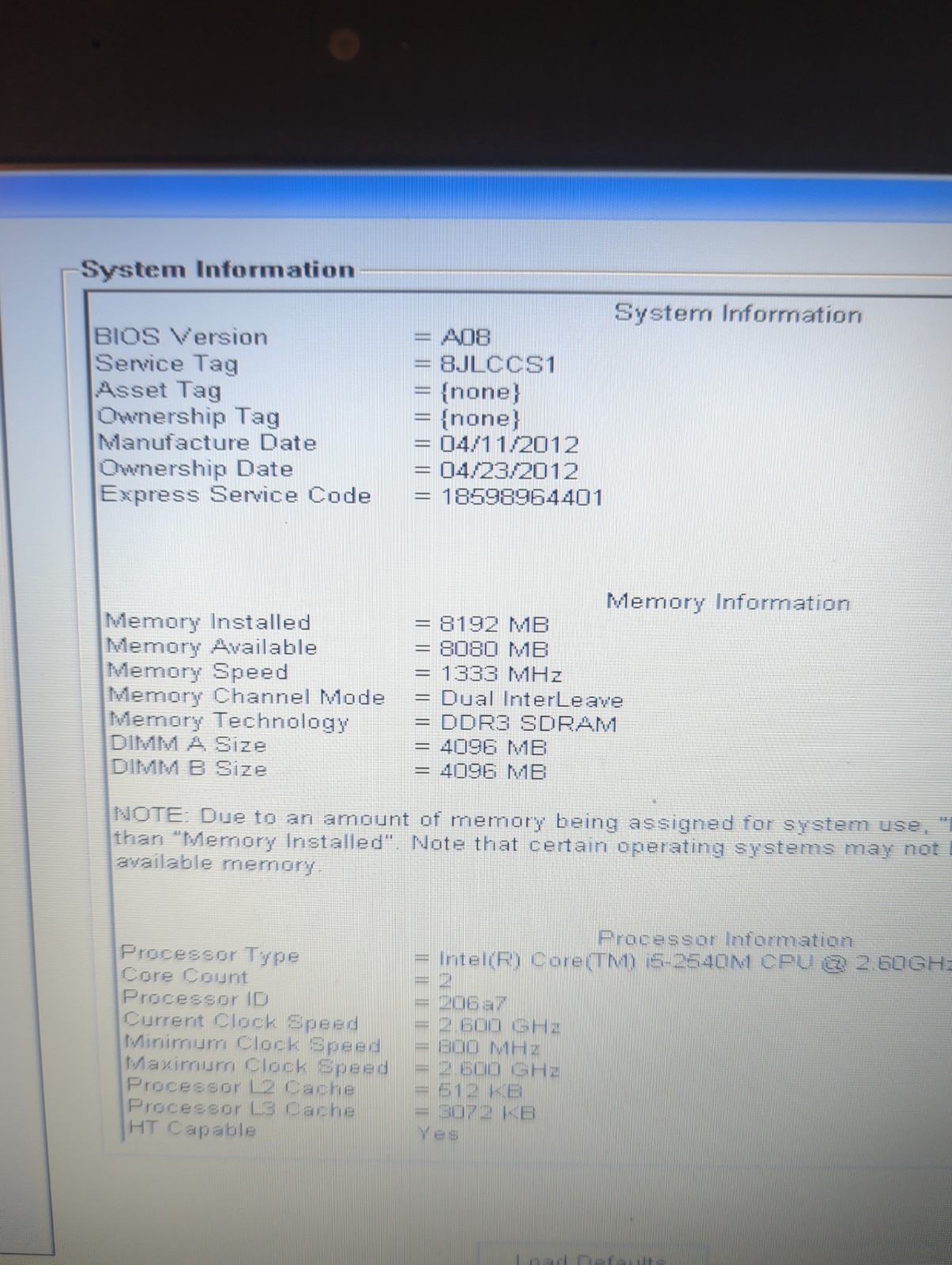 Dell Latitude E-6420 i-5-2nd Gen, 8GB Ram, DvD R/W, No HDD Pls Read Description.