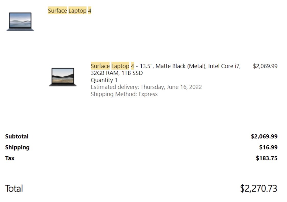 Microsoft Surface Laptop 4 13.5 Touchscreen Intel Core i7 32GB RAM 1TB SSD