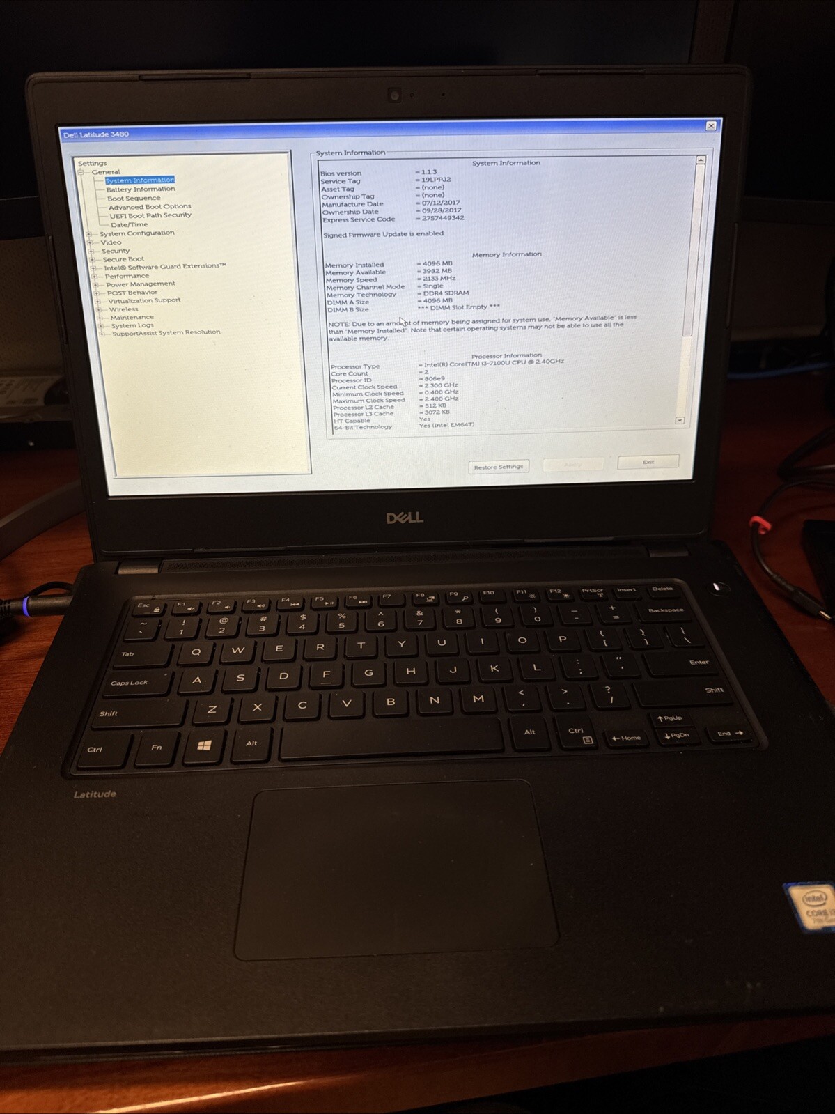 Dell Latitude 3480 14″ Laptop Intel Core i3-7100u 4GB RAM No HD No Caddy