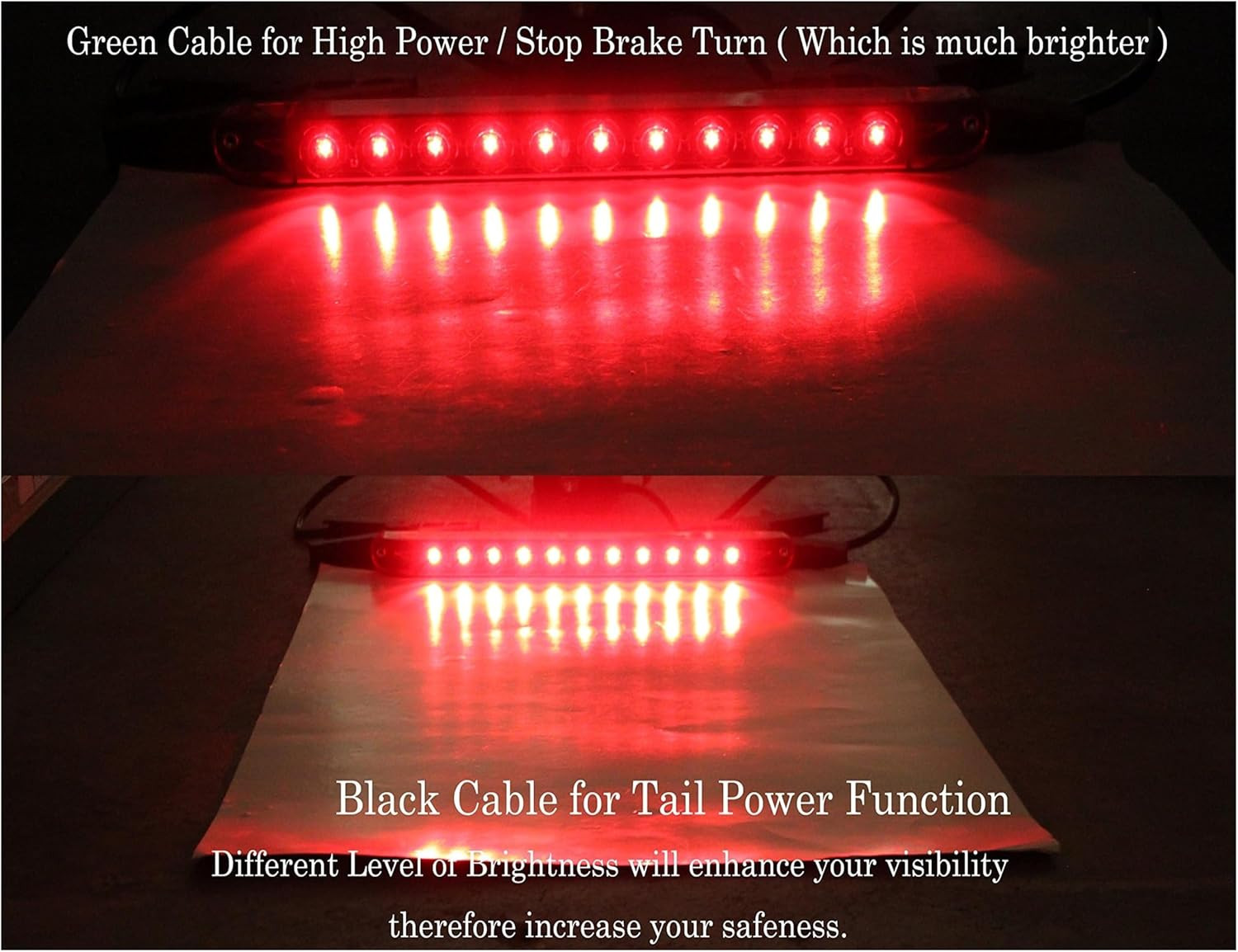 2PCS Red 17″ 11 LED Trailer Light Bar Sealed Stop Turn Tail Park Brake Light Tru