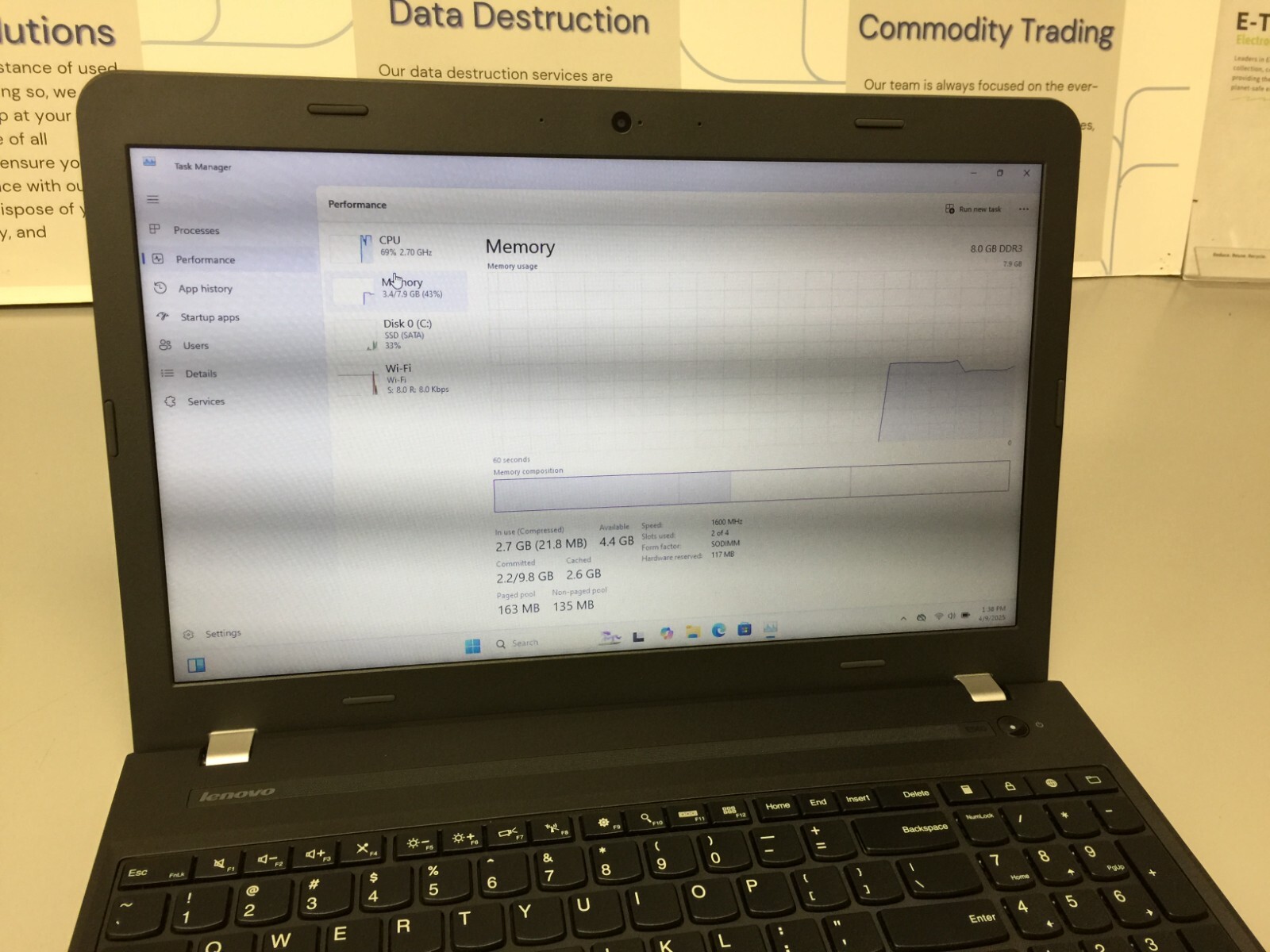 LENOVO THINKPAD E560 Intel Core i5 6th gen 2.30 GHz 8GB RAM 240 GB SSD