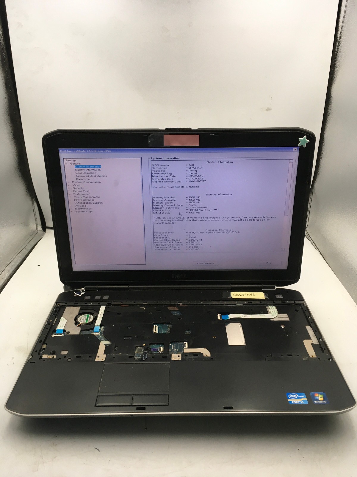 DELL LATITUDE E5530 – BOOTS TO BIOS – INTEL I5 3210M – 4GB RAM – READ DESC – BB