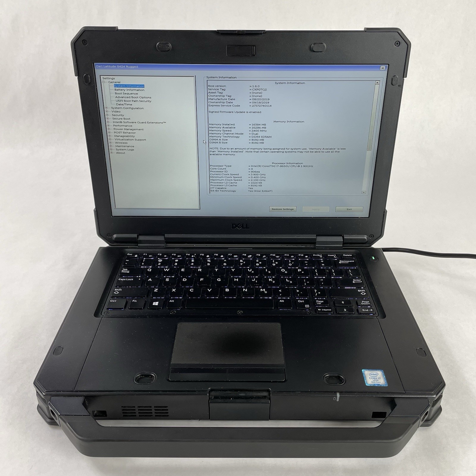 Dell Latitude 5424 14″ i7-8650U 1.90 GHz 16 GB RAM No SSD No OS No Batt READ