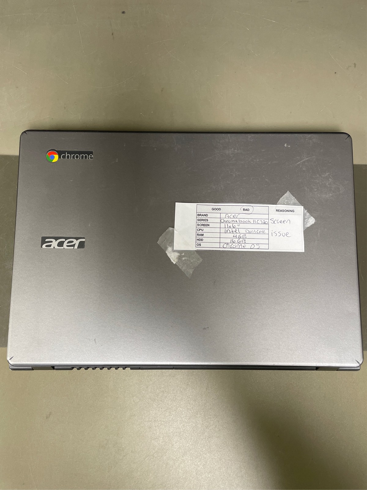 Acer C720 C720-2420 11.6-Inch Cloud Computer *For Parts*