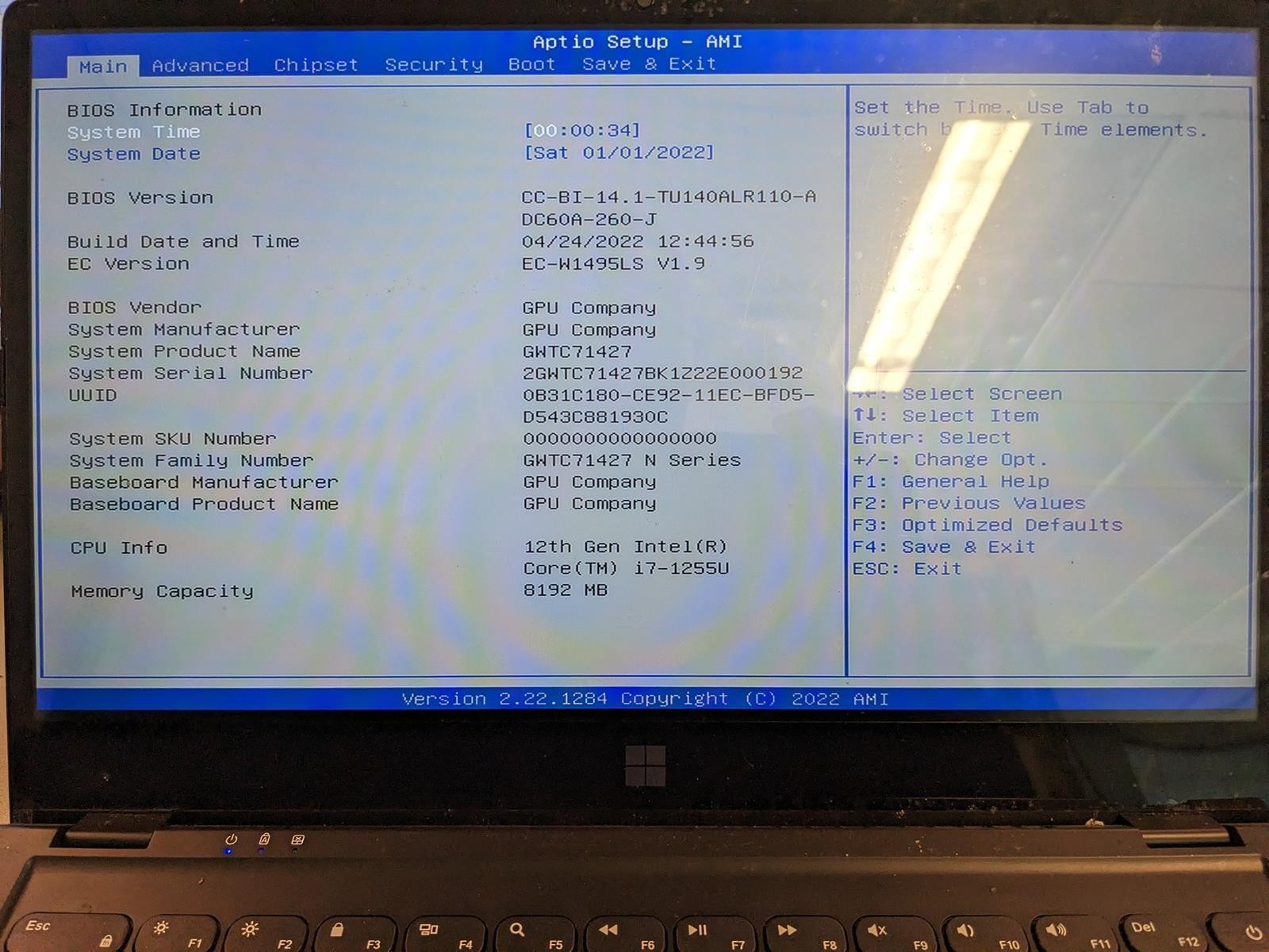 GATEWAY GWTC71427-BK i7-1255U @ 1.20GHz, 8GB RAM, NO HDD/OS – (FOR PARTS)