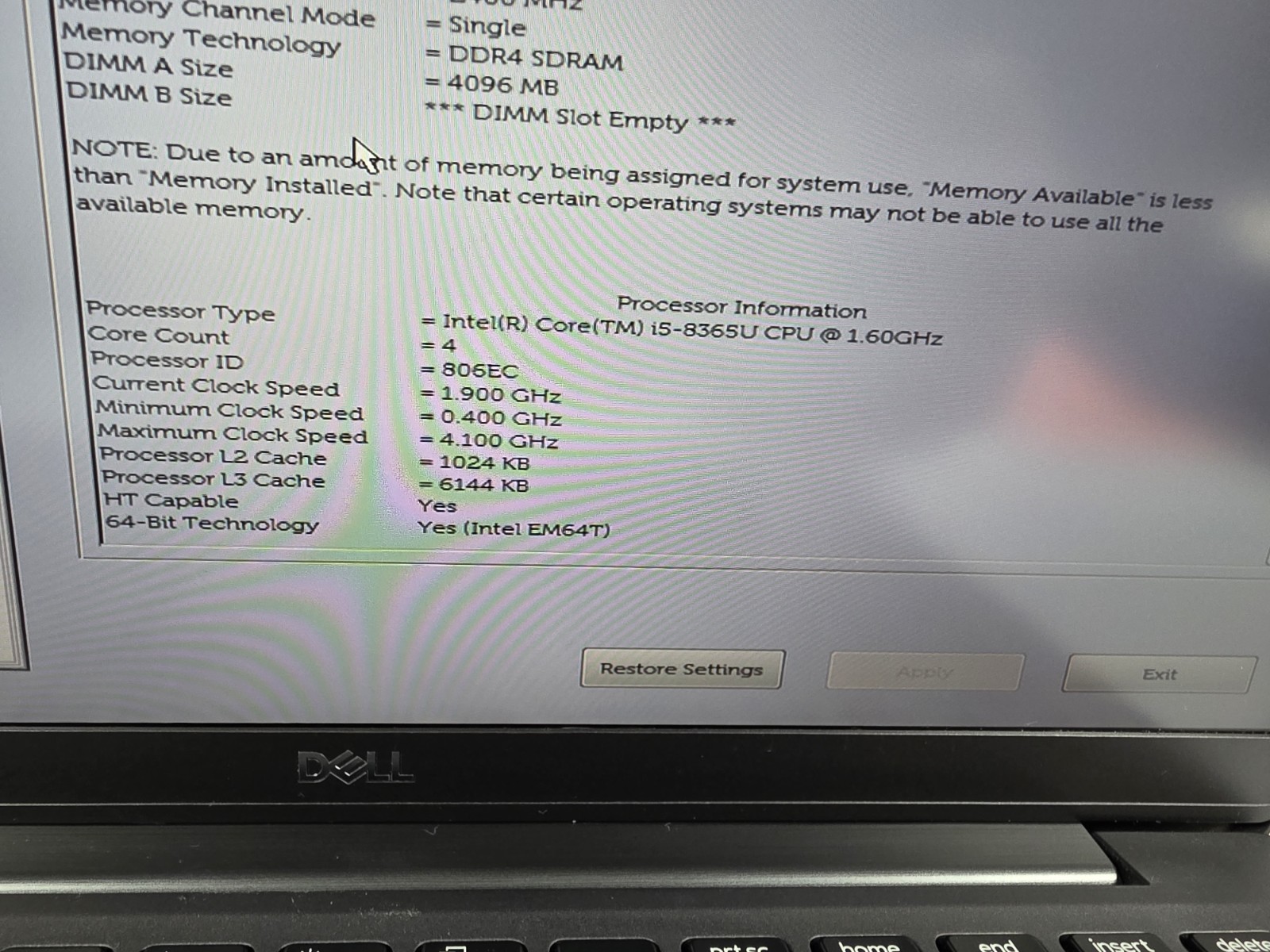 Dell Latitude 7400 FHD Core i5 8365U 1.60GHz/ 4GB RAM NO HDD/BATTERY