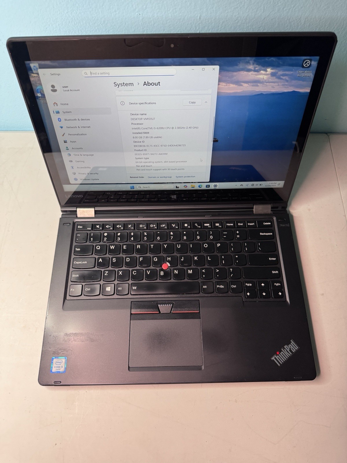 Lenovo Thinkpad Yoga 14 Intel i5 6200u 2.3ghz 8gb Ram 256gb SSD Touch Laptop