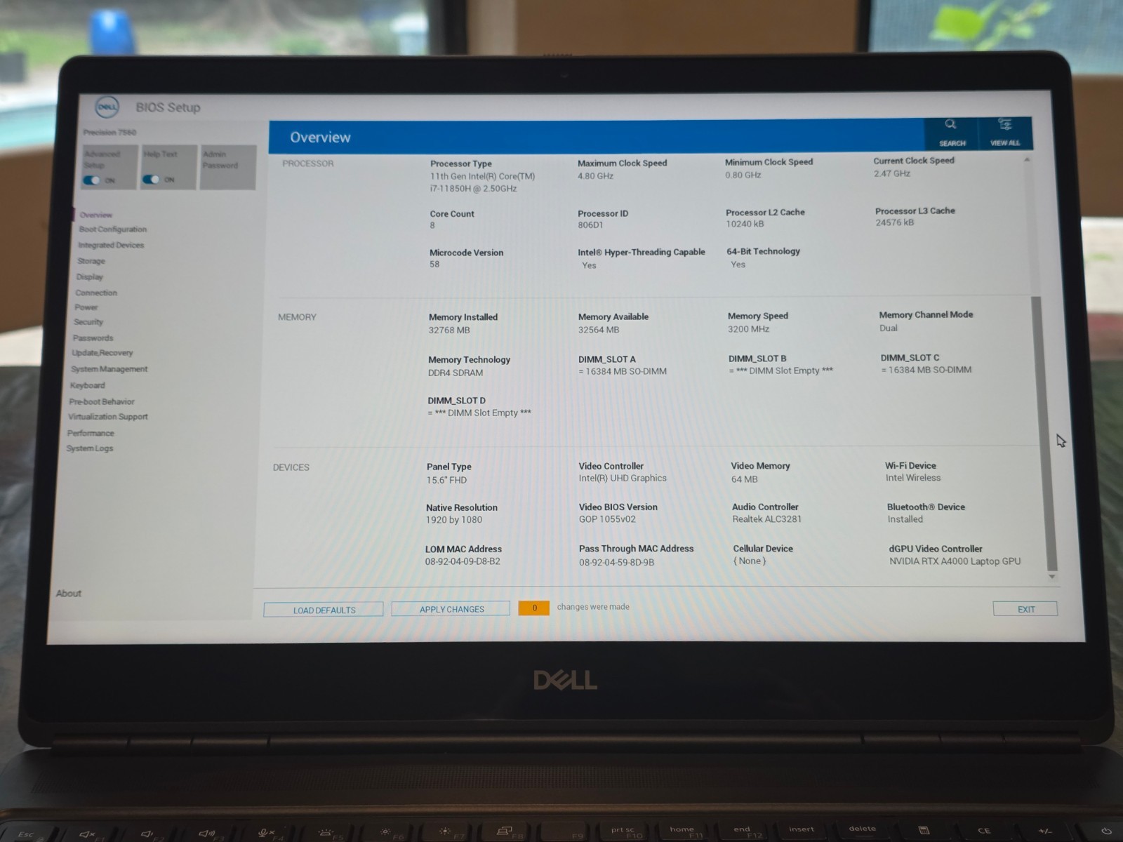 Dell Precision 7560 – 15.6″ FHD Touch, i7 11850H, 32GB RAM, RTX A4000, 1TB SSD
