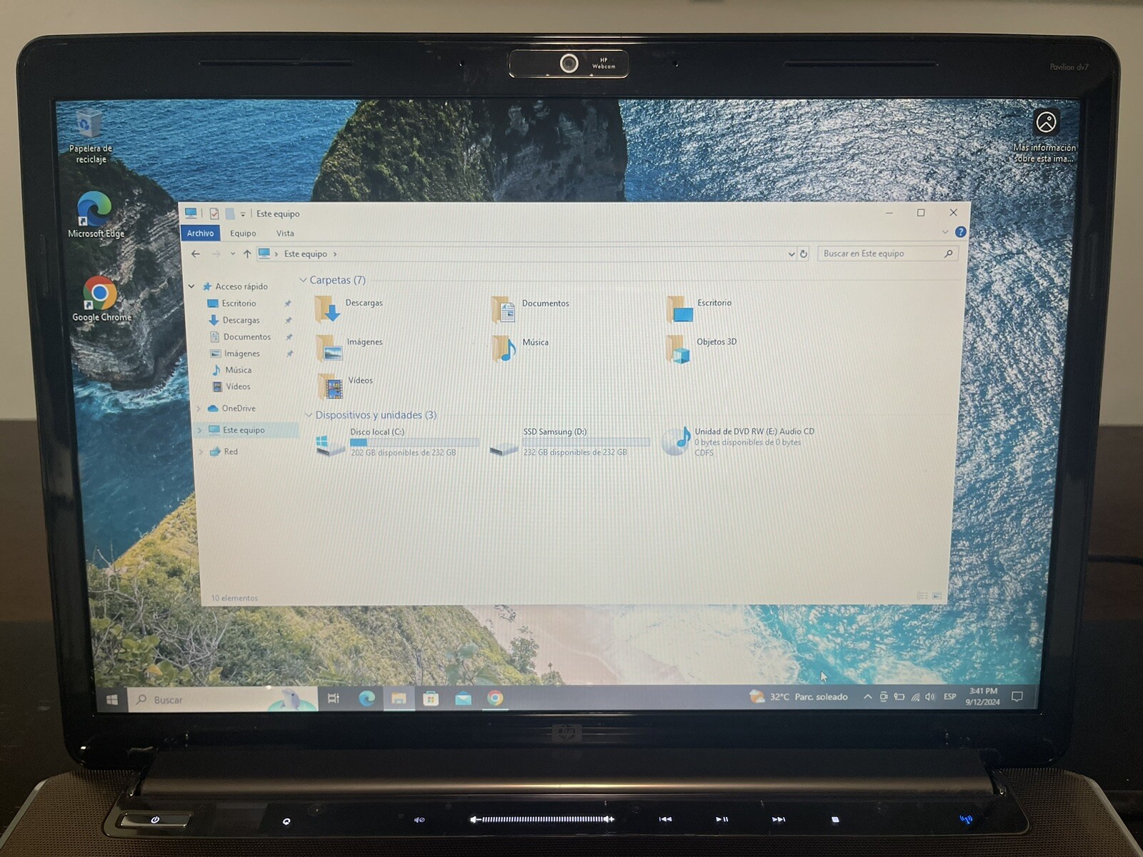 Laptop HP Pavilon Dv7 17,3” double SSD Samsung Evo 860 250Gb