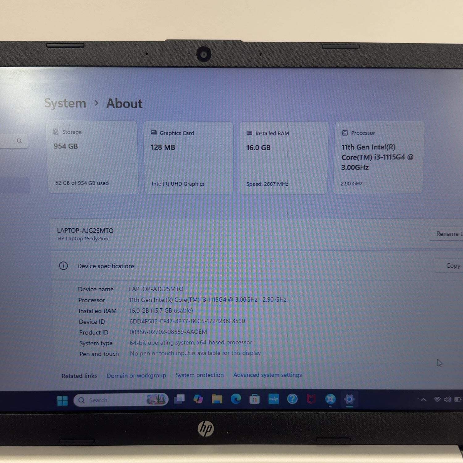 HP Laptop 15-DY2791WM 15.6″ i3-1115G4 3.0GHz 16GB RAM 1TB SSD