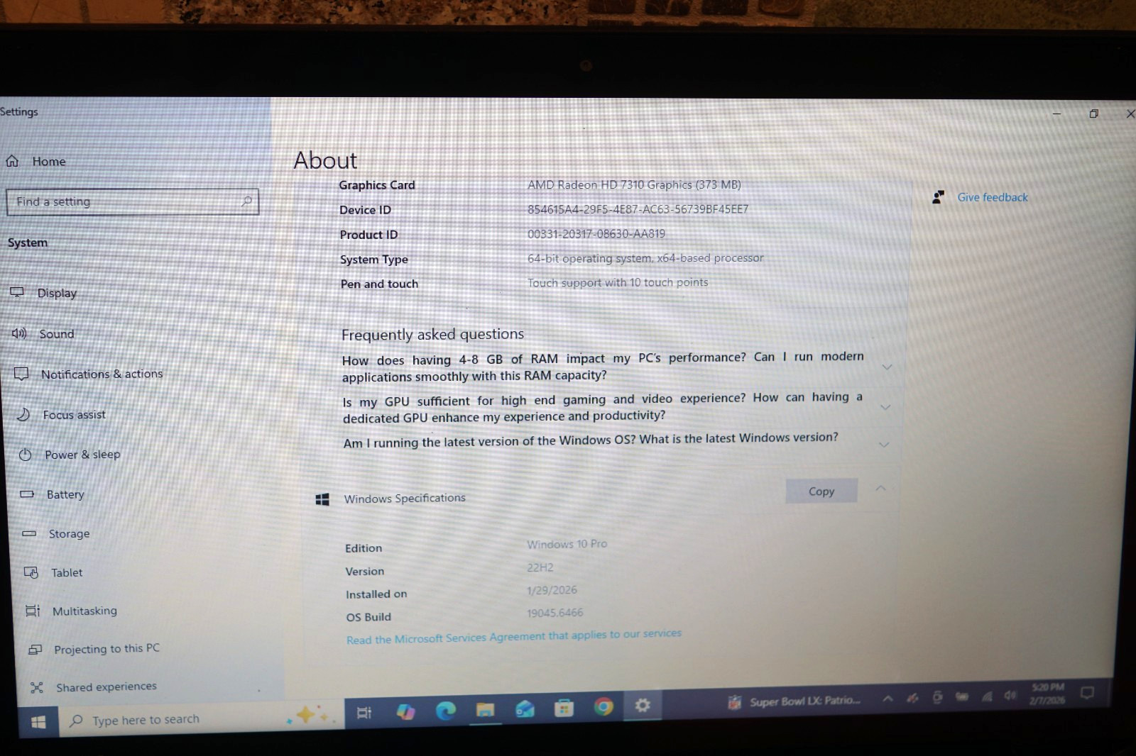 22H2 Version Active WIN10PRO Touch Toshiba Satellite C55t-A@1.40GHz,6GB RAM
