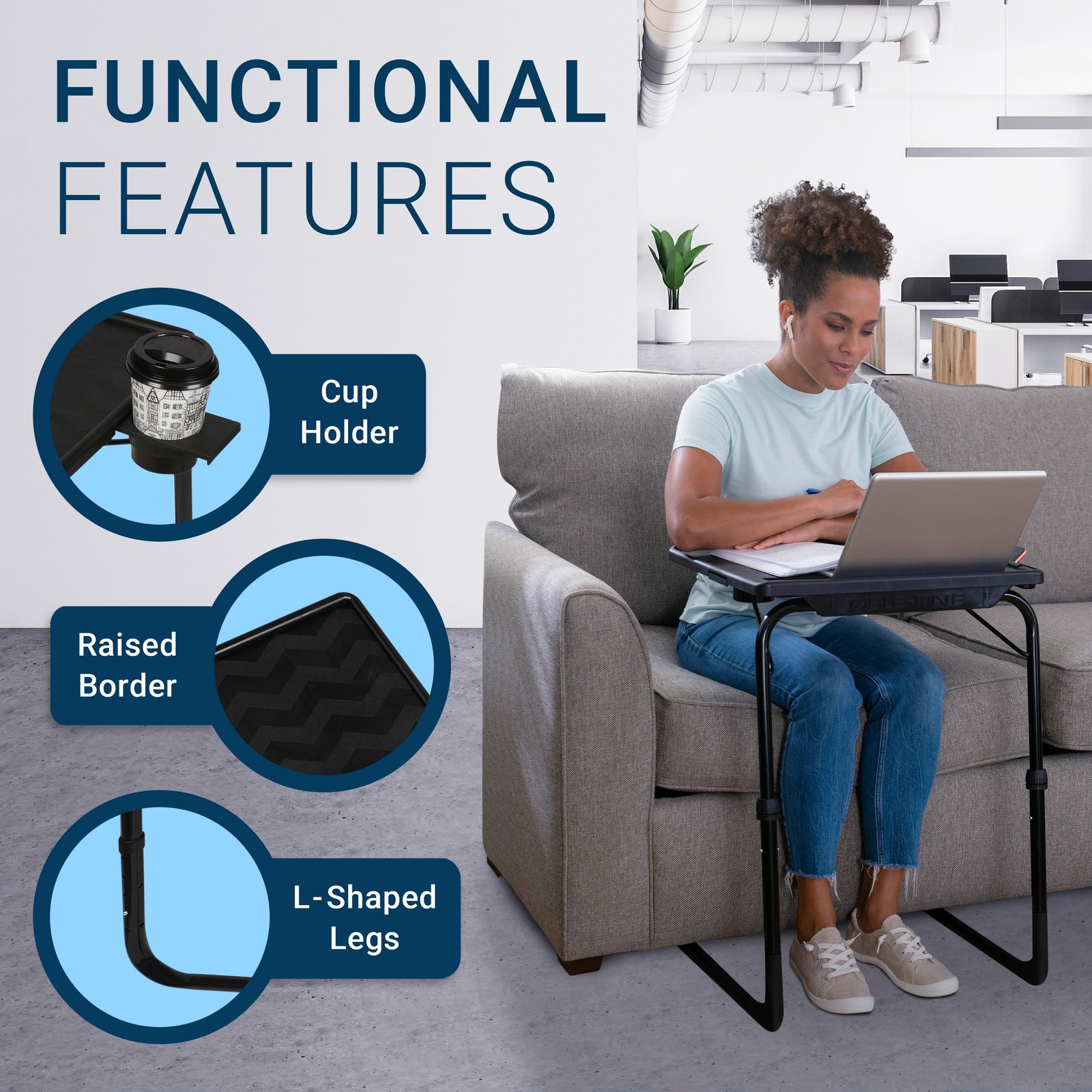 Table-Mate TV Tray Table | Portable Desk Folding Dinner Tray, Couch Table Trays