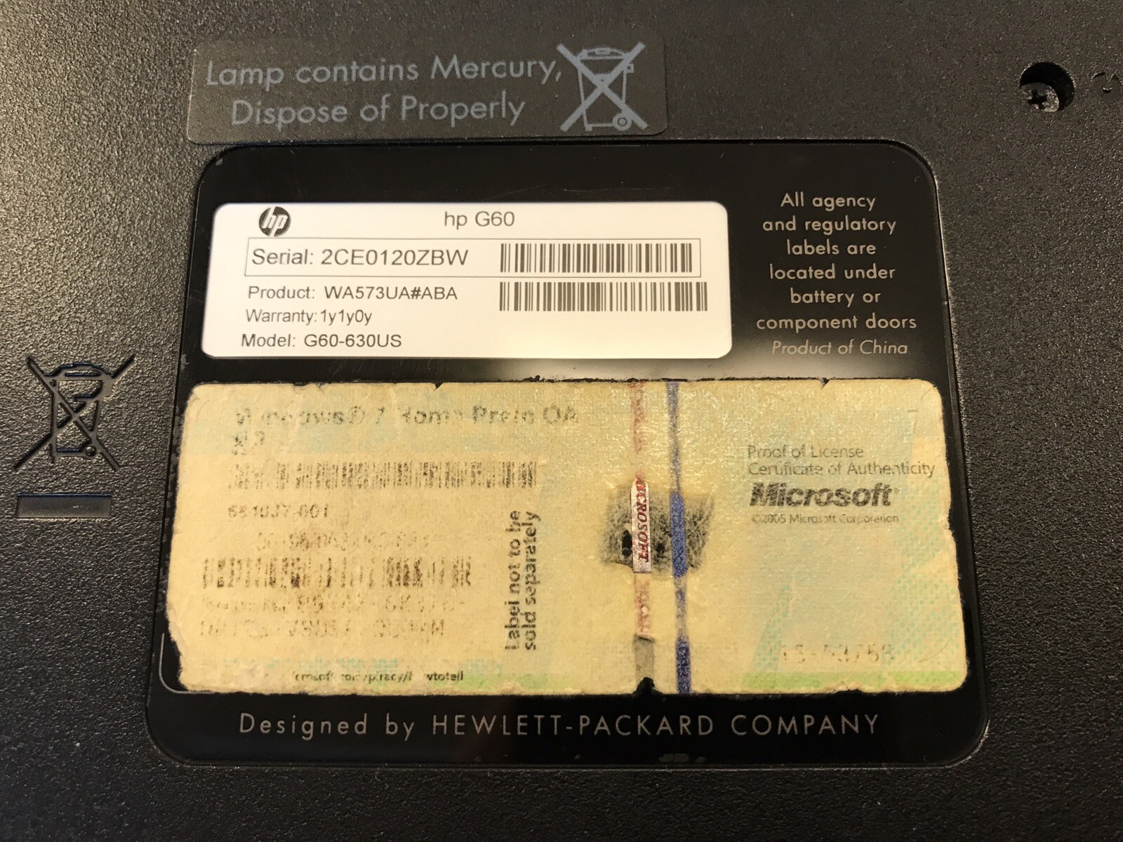 HP G60 15″ Laptop Intel Pentium Dual-Core CPU T4400@2.20GHz