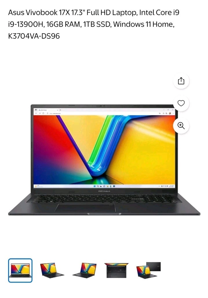 ASUS Vivobook 17.3″ ( 1TB SSD, Intel Core i9-13th, 2.6 GHz, 16GB) Laptop – Black