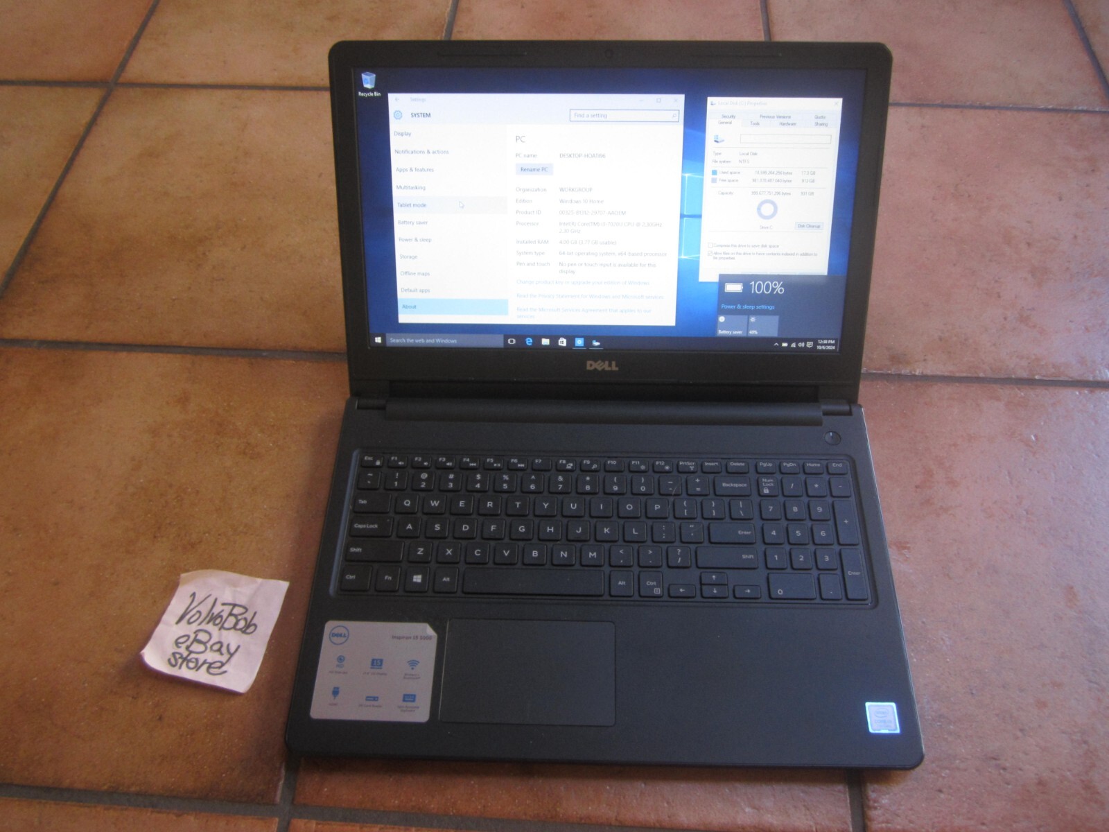Dell Inspiron 15 3567 Laptop 2.3GHz 4GBRAM 1TBHD SCREEN INTACT NoPwrCord – WORKS