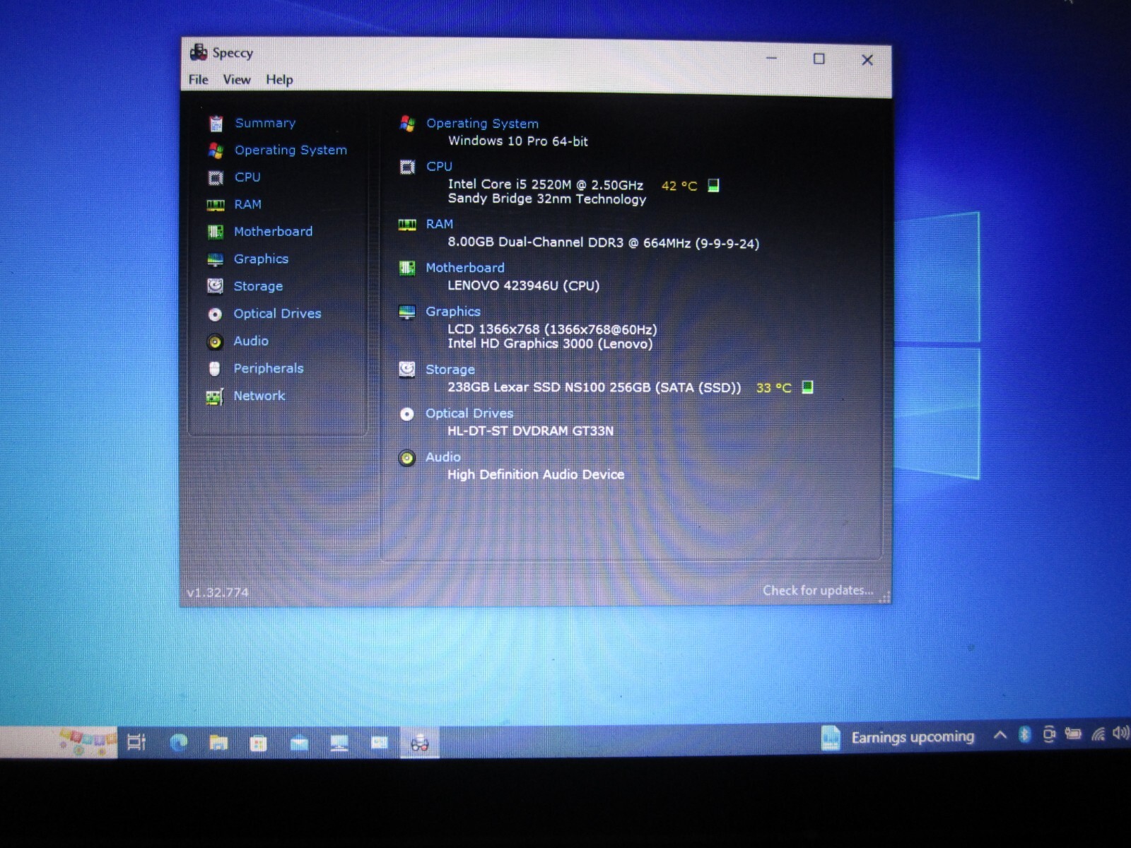 Lenovo Thinkpad T520 15.6″ Core i5-2.5 GHz 8GB RAM 256 GB SSD win 10 Pro