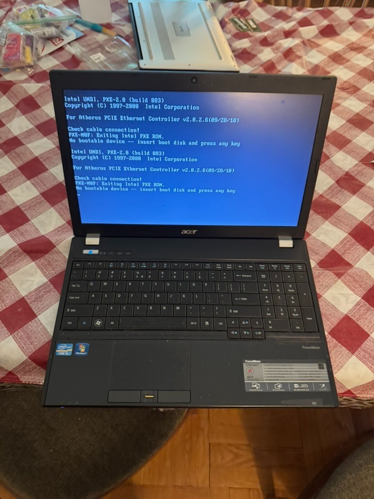 Acer TravelMate 5760 i5-2410M 4GB RAM – No HDD – Boots to BIOS – Parts/Repair