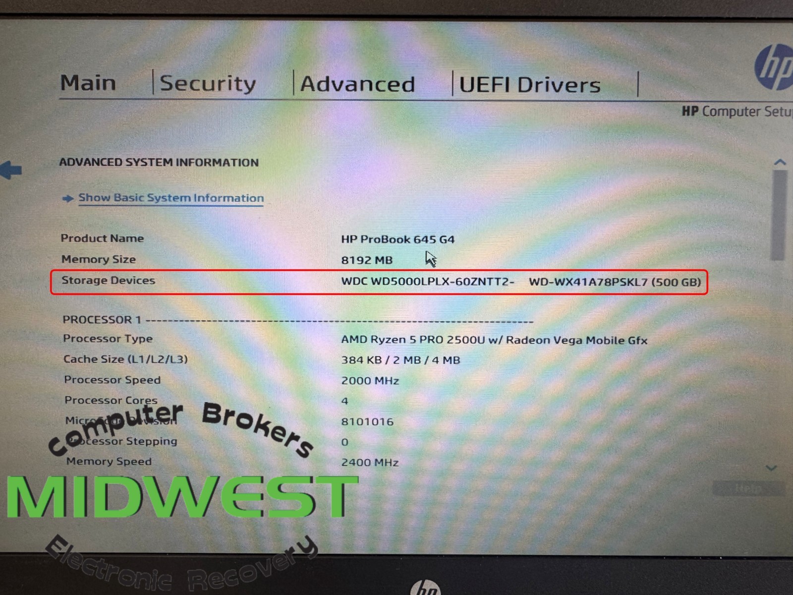 HP ProBook 645 G4 AMD Ryzen 5 Pro 2500U 2.0GHz 8GB 500GB SSD