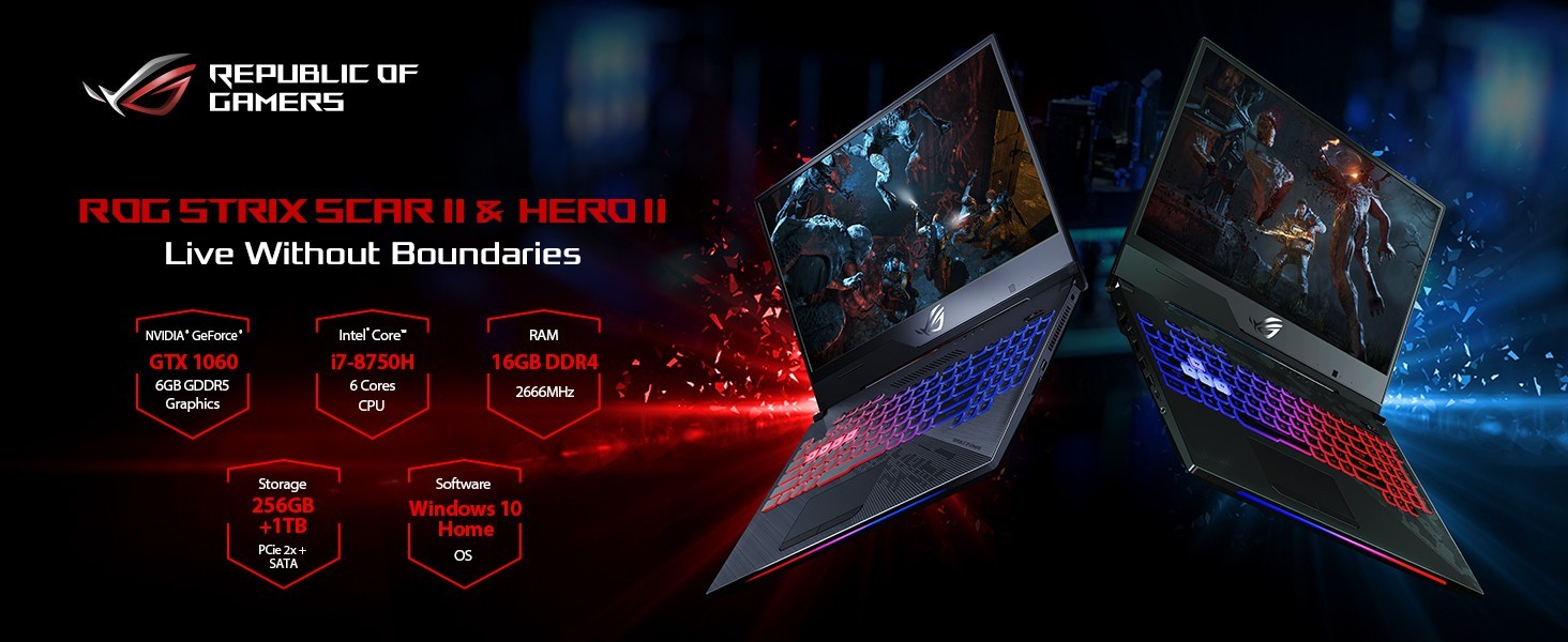 Asus ROG Strix Hero II 15.6″ 144hz i7-8750H 16GB RAM 1TB HDD GeForce GTX 1060!
