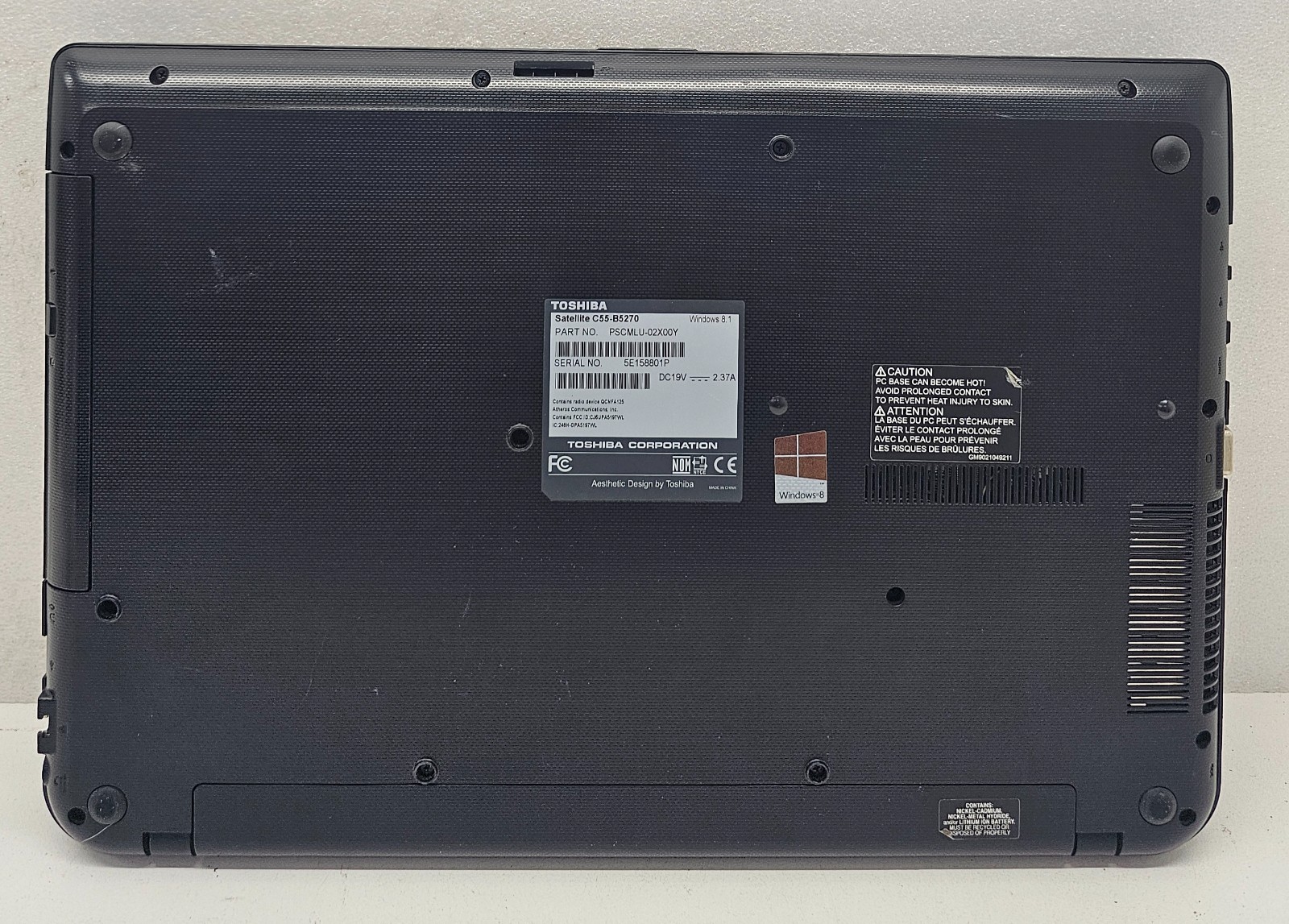 Toshiba Satellite C55-B5270 Laptop Intel Pentium N3530 8GB Ram 500GB NO OS (FL)