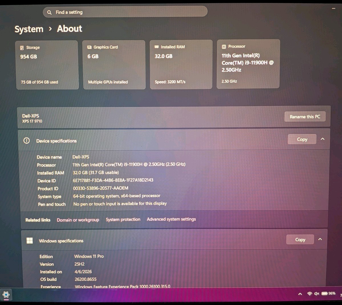 Dell XPS 9710 i9-11900H 1TB SSD 32GB MEMORY RTX 3060 17″ WIN11 PRO/BAZZITE
