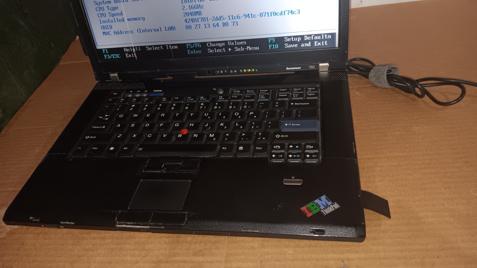 Lenovo Thinkpad T60 Laptop intel Core 2 Duo 2.16 GHz 15.4″ LCD Screen Type 8741