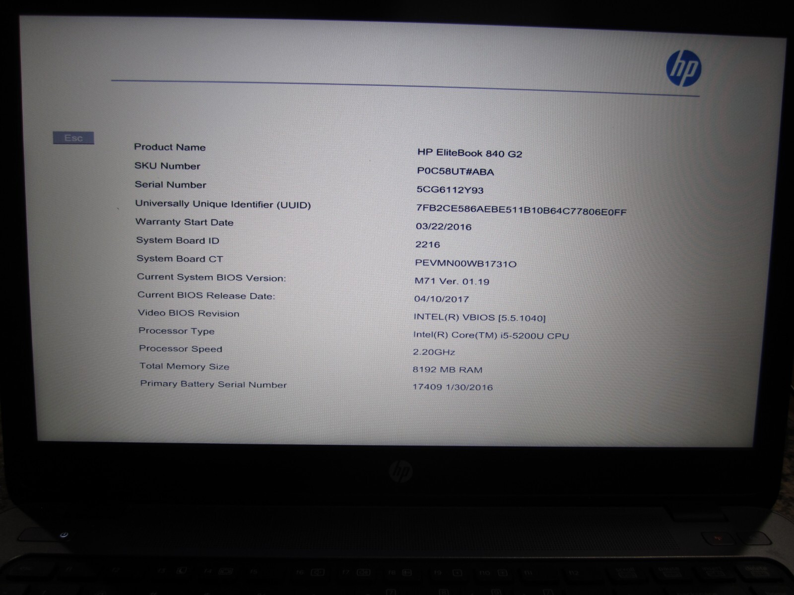 HP EliteBook 840 G2 Laptop Core i5 2.2 GHz 8GB RAM 256GB SSD Win 10 Pro