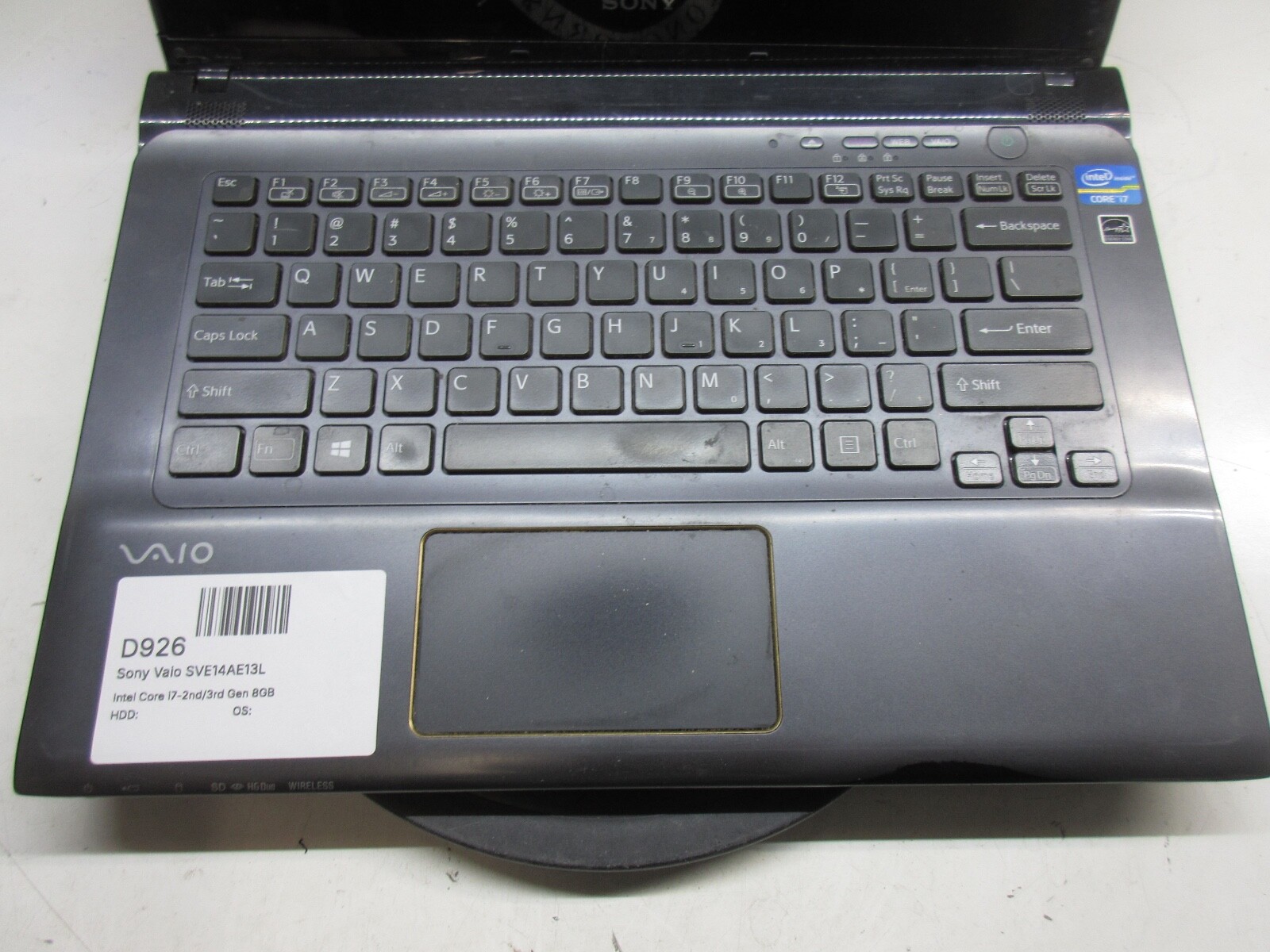 Sony Vaio SVE14AE13L Intel Core i7-2nd/3rd Gen 8GB NO HDD No Batt – READ