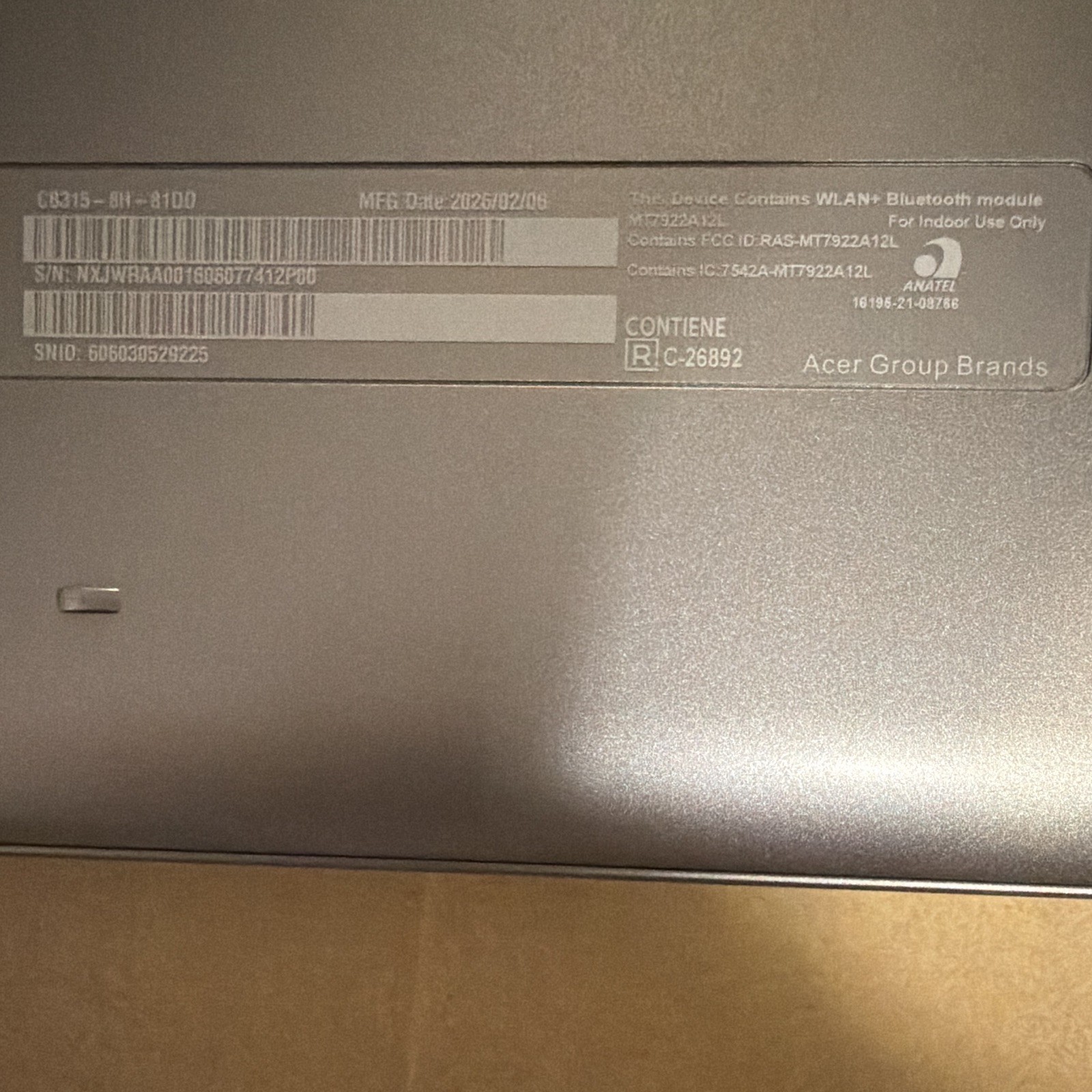 Acer Chromebook 315 15in Silver Chrome OS Intel Celeron N Laptop w/ Charger