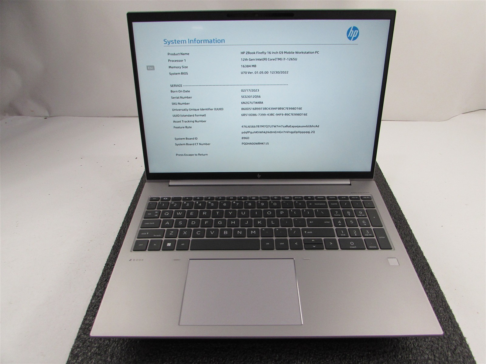 HP ZBOOK FIREFLY 16 (G9) 1920X1080 FHD I7-1265U 512GB SSD 16GB RAM NO O.S