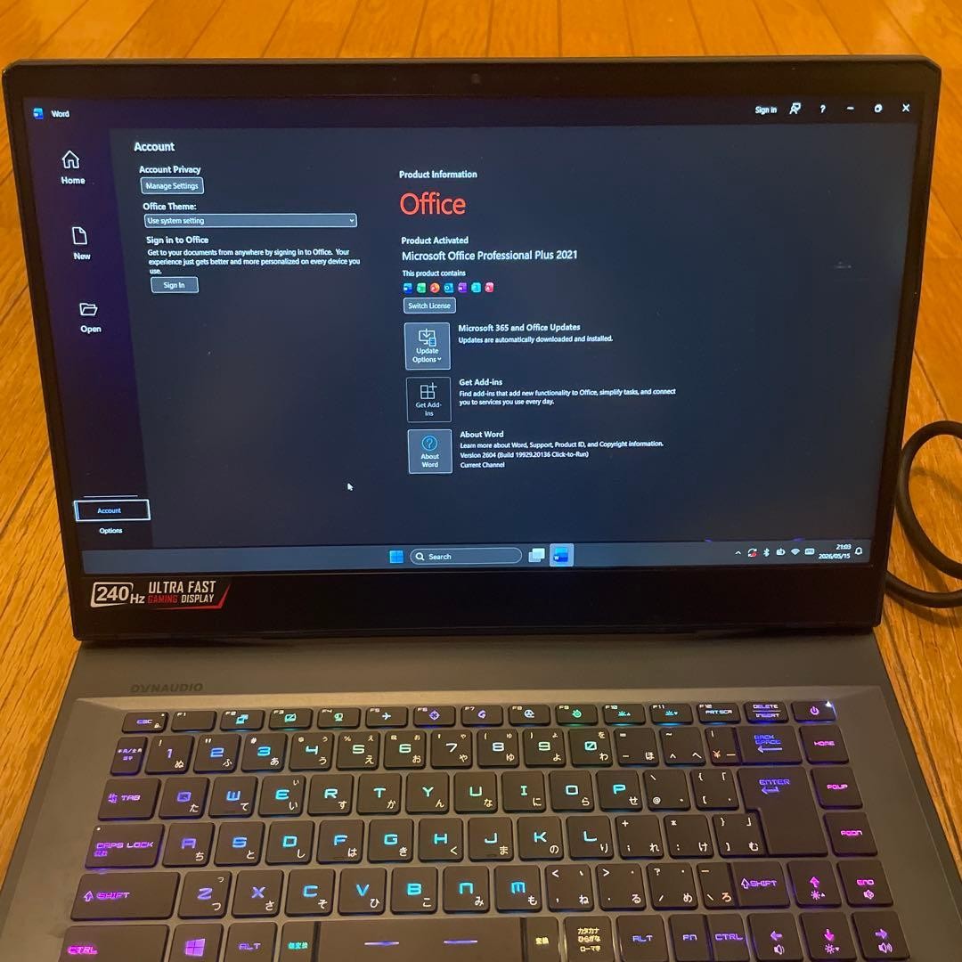 MSI GE66 Raider i9-10980HK 16GB 256GB SSD Windows 11 Pro Office 2021 Junk