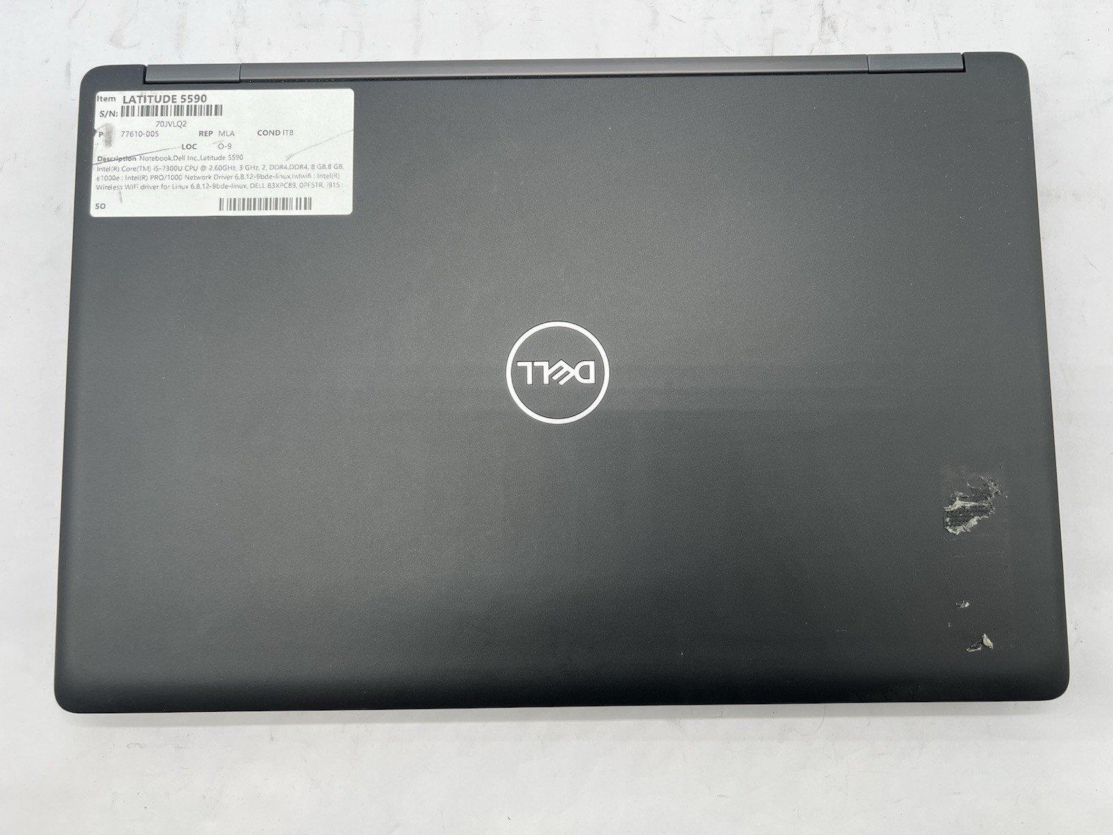 Dell Latitude 5590, i5-7300U CPU, @ 2.60GHz, 16GB RAM-No HDD/OS/Charger