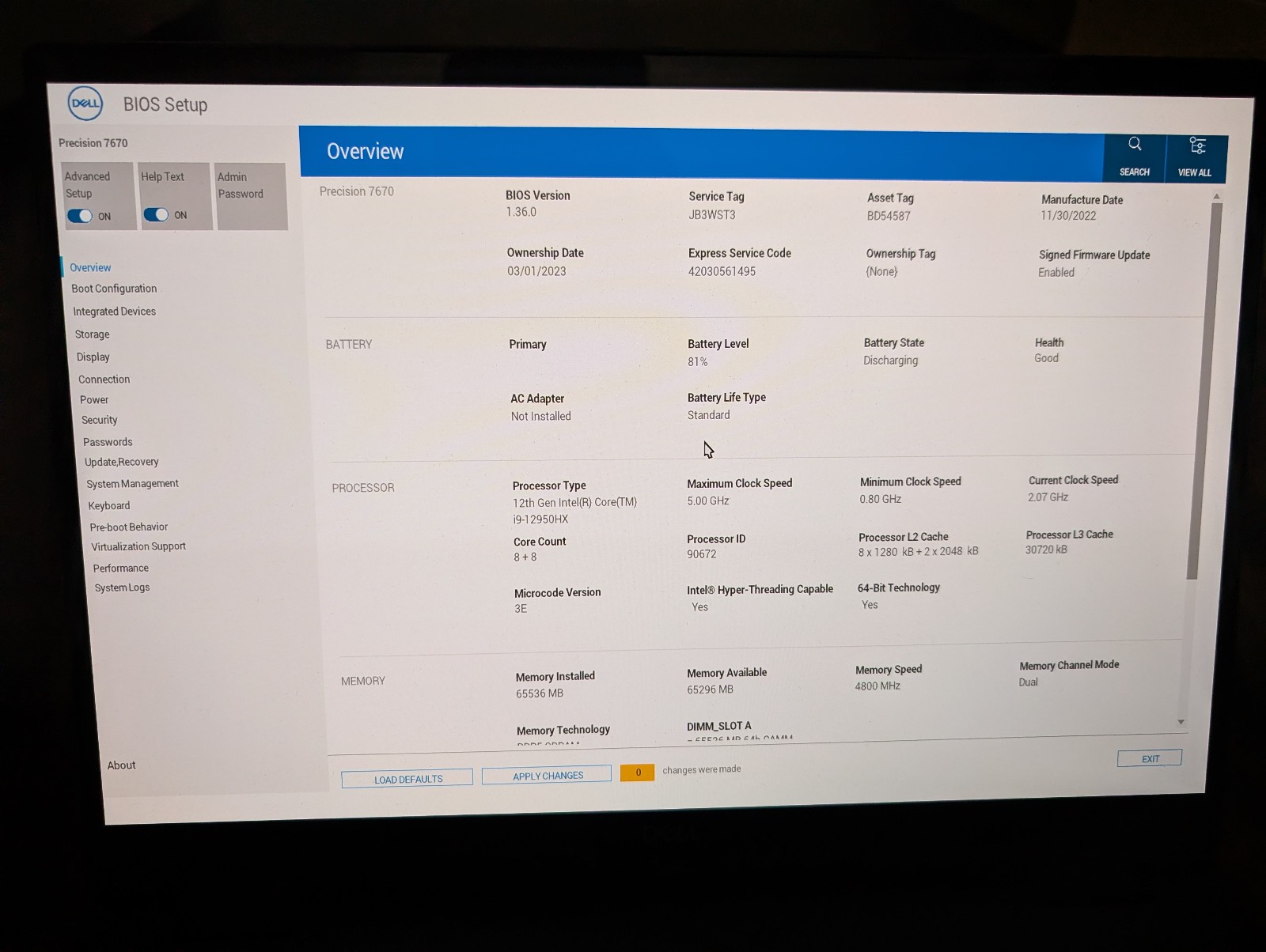 Dell Precision 7670 i9-12950HX RTX A2000 64GB RAM 1TB SSD 4K Touchscreen