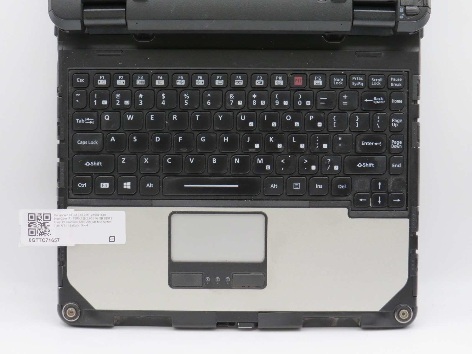 Panasonic CF-33 Toughbook | i7-7600U@2.8 | 16/256GB SSD | 12″ Touch | No OS/AC