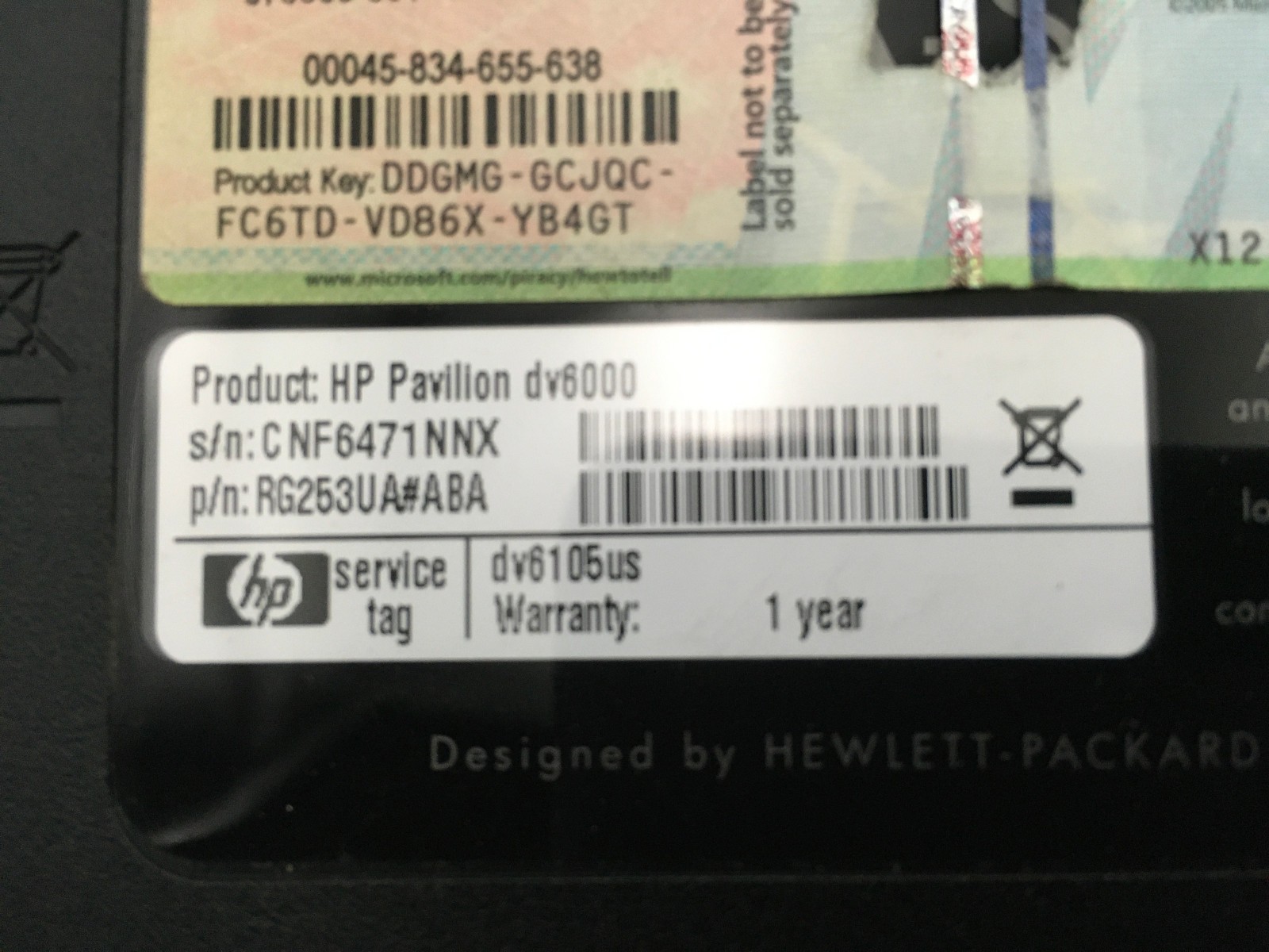 HP PAVILION DV6000 – BOOTS TO BIOS – AMD TURION 64 – 1GB RAM – READ DESC – BB!