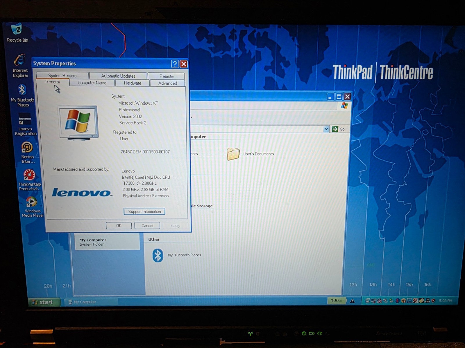 Lenovo ThinkPad T61 15 Inch Windows XP 4GB RAM 80GB SSD Core 2 Duo T7300