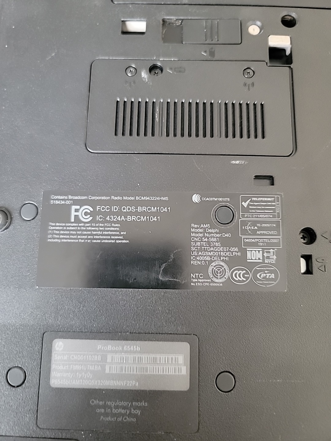 HP ProBook 6545b Windows 7 Laptop. Memory Wiped Hard Drive Empty.