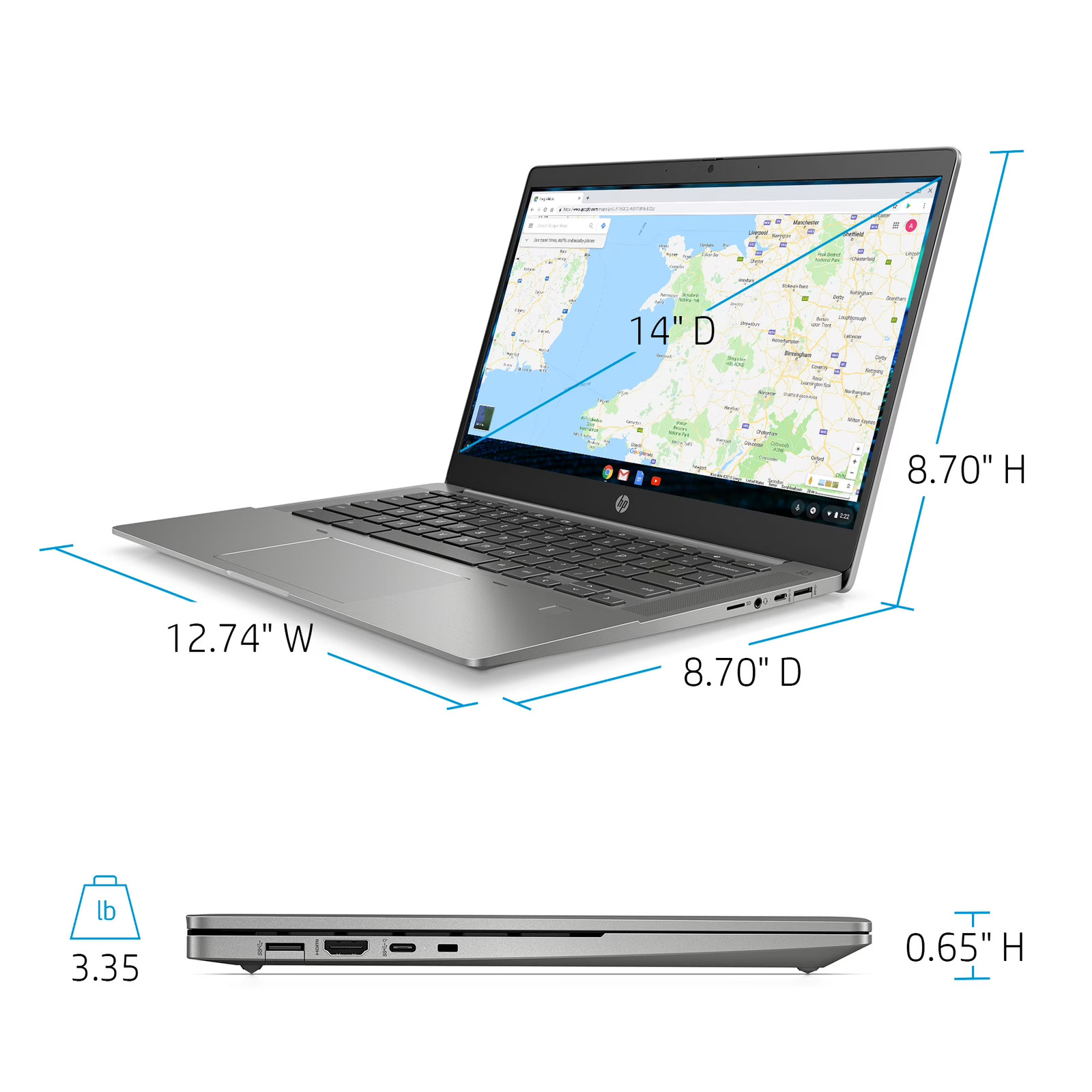 HP 14b-na Chromebook 14.0″ FHD AMD Ryzen 3 3250C 4GB 128GB Gray