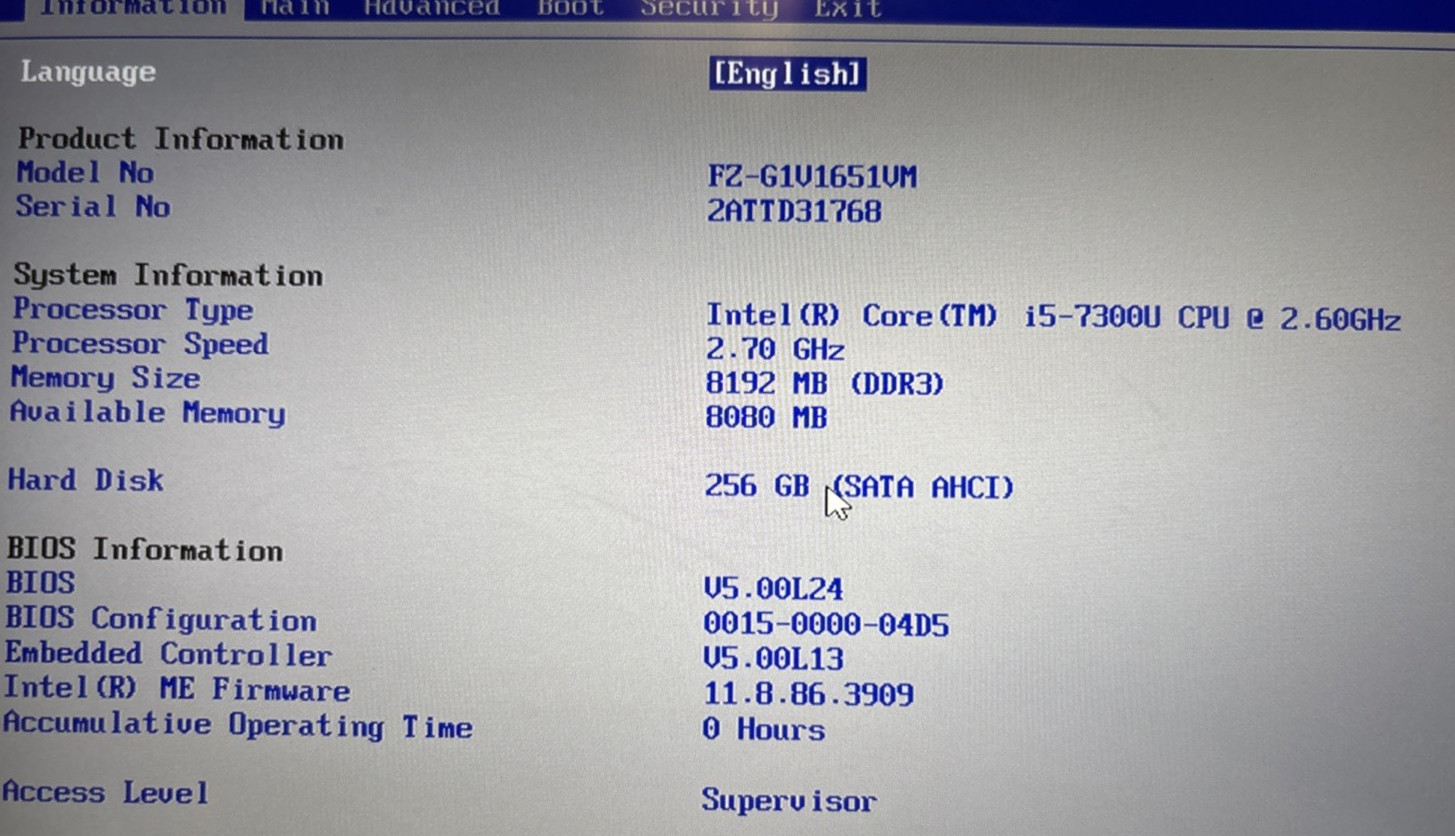Panasonic Toughpad FZ-G1 MK5 i5-7300u 2.4GHz 8GB 256GB GPS 4G BarCode *Zero Hrs*