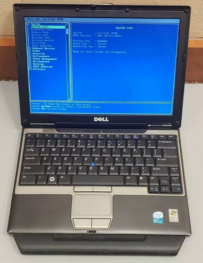 Dell Latitude D430 Intel Core Solo 1.20GHz 2GB RAM 60GB HDD WIFI BOOT TO BIOS