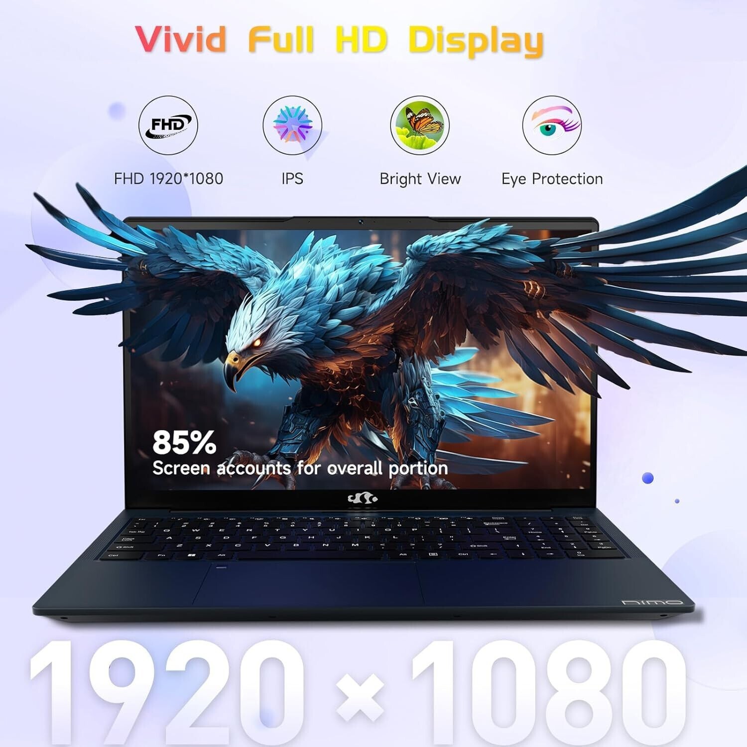 NIMO 15.6″ IPS FHD Student Laptop Intel i3-1215U Up to 4.4 GHz 8GB RAM 128GB SSD